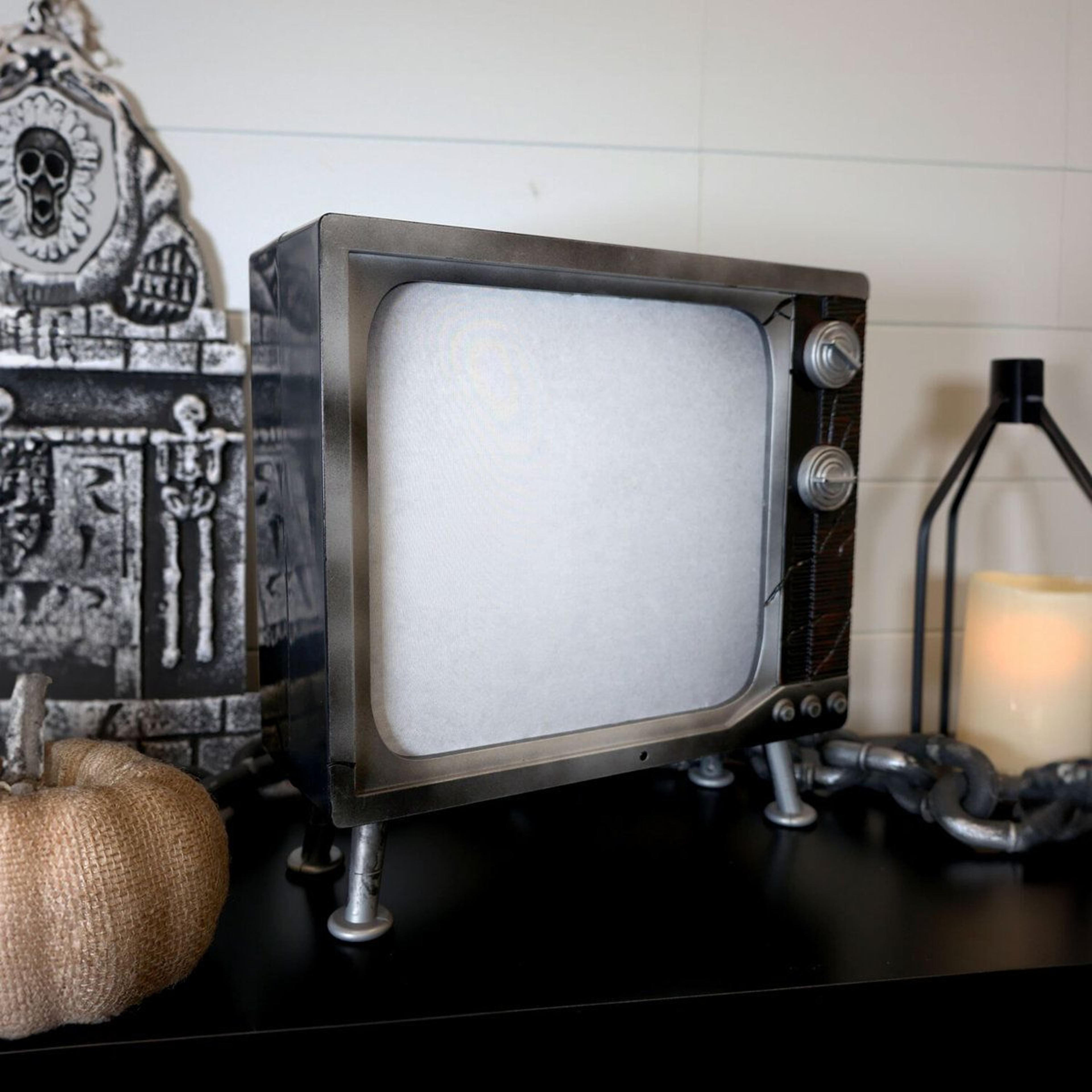 Animated Haunted TV Halloween Decoration With Motion Activation LED Lights And Sound 5
