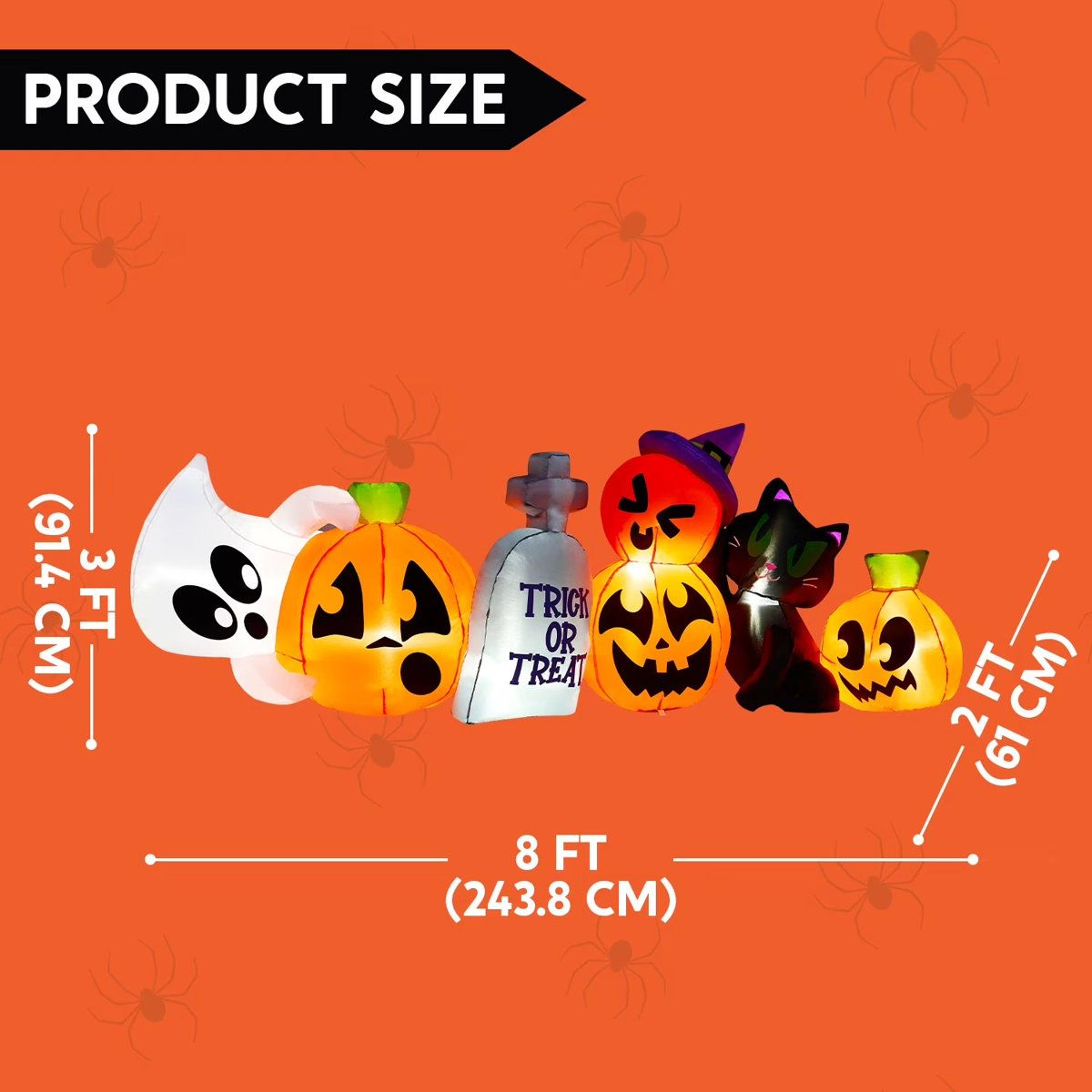 Halloween Inflatable Yard Decoration With Pumpkin Ghost Cat And Tombstone Design 4