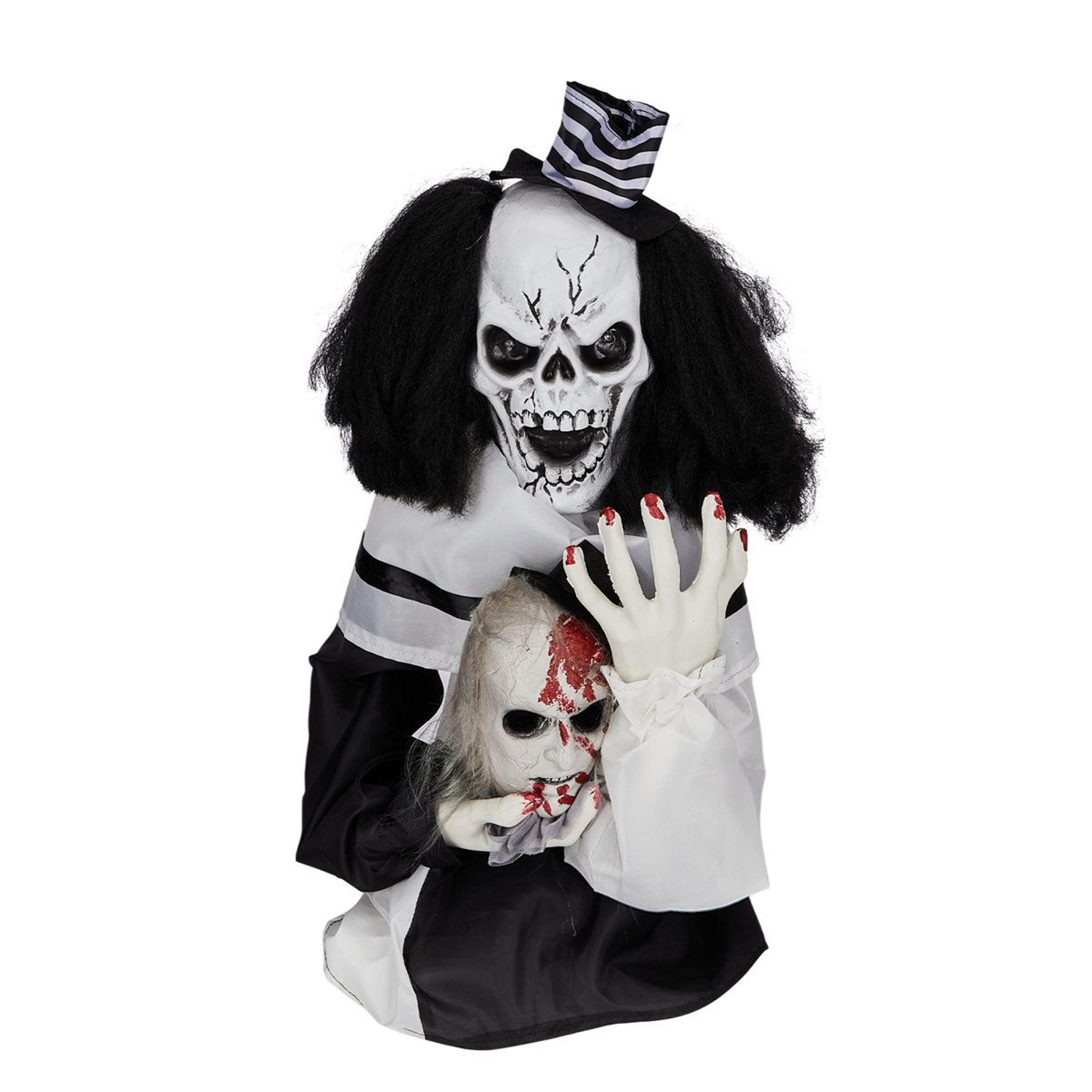 sound activated scary clown halloween decoration with red led lights