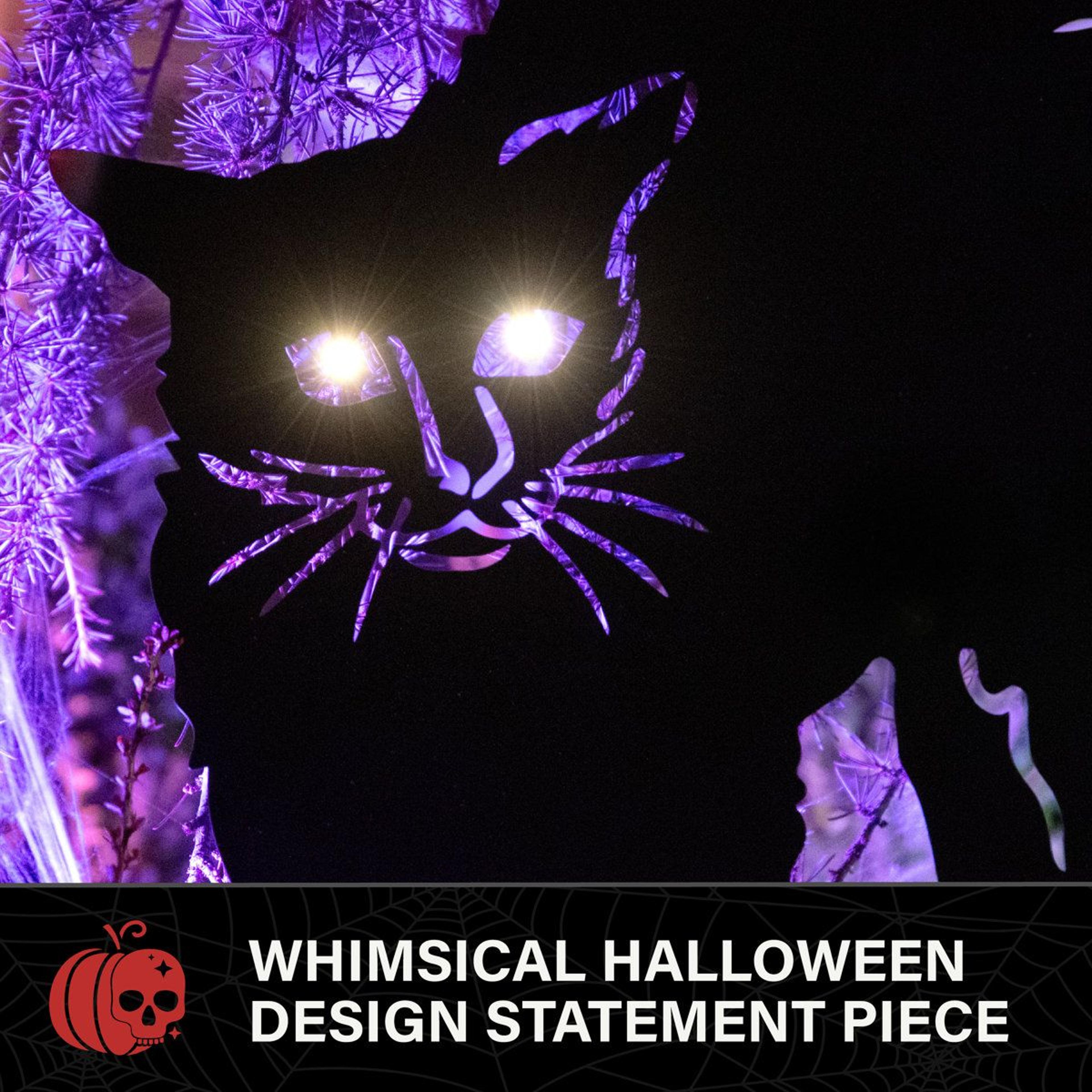 LED Black Cat Halloween Decoration With Light Up Eyes 6