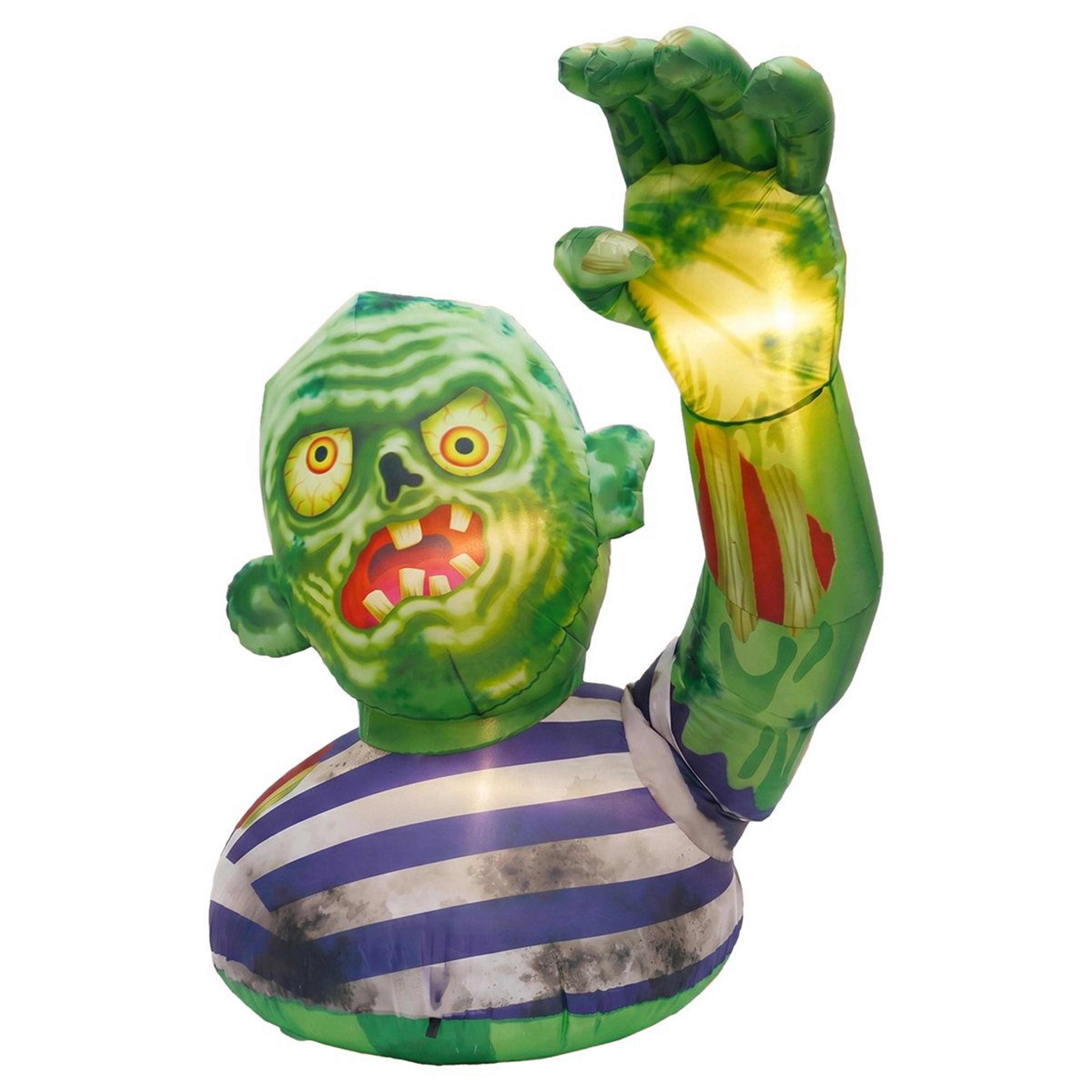 Zombie Halloween Inflatable Decoration With Raised Hand And Light 4