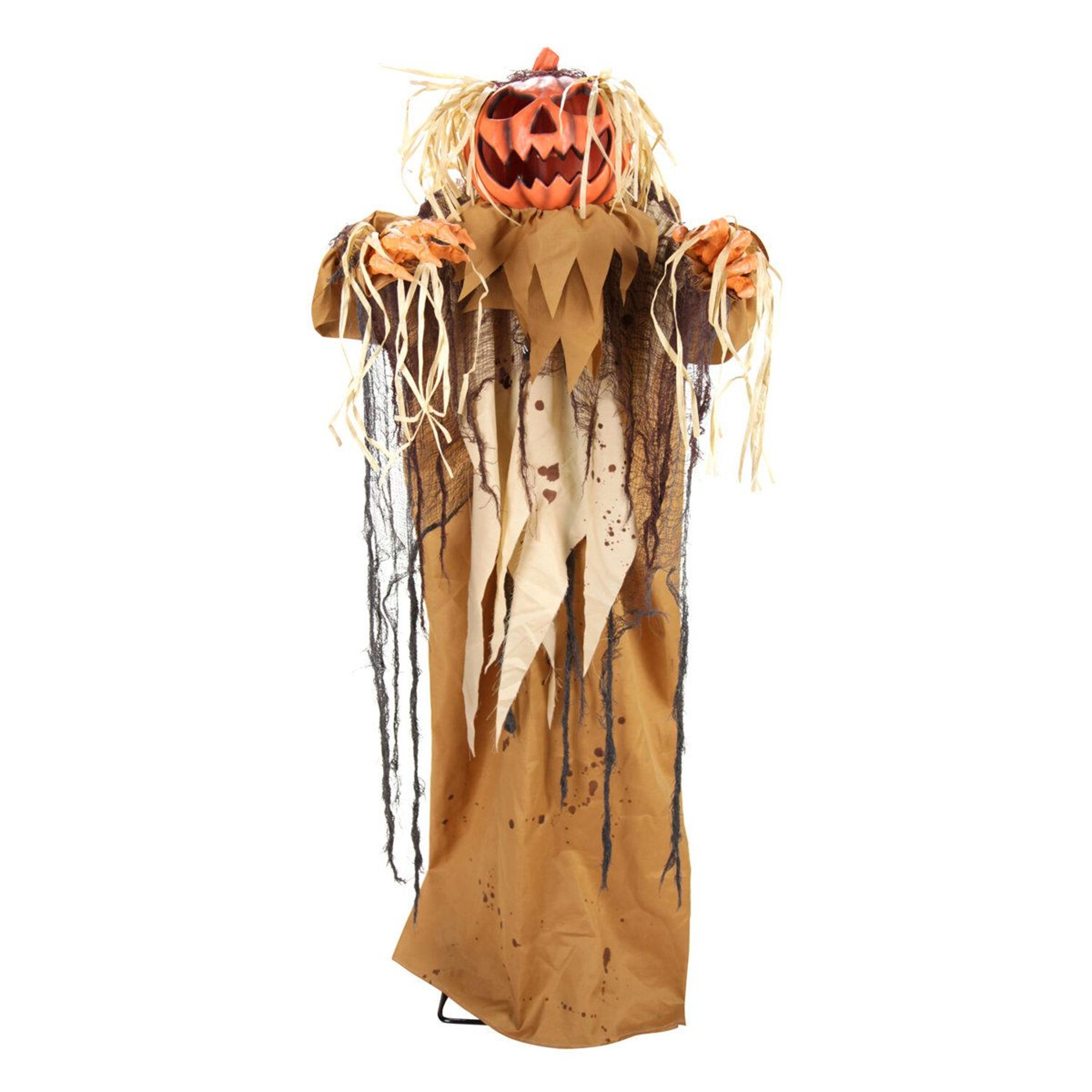 Standing Pumpkin Man Halloween Animatronic With Dropping Head And Red LED Light 5