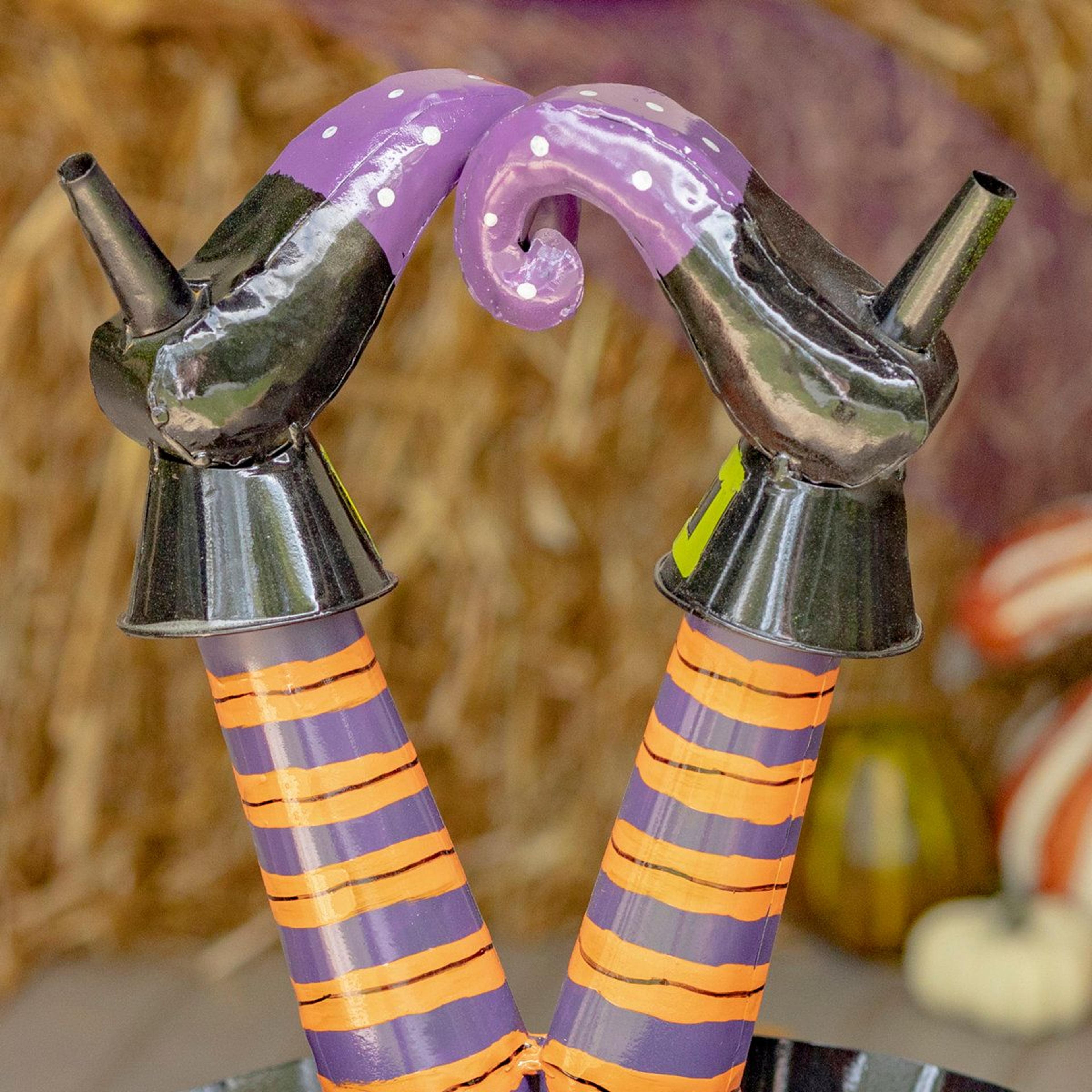 Tall Metal Halloween Cauldron Figurine With Witch Legs 2