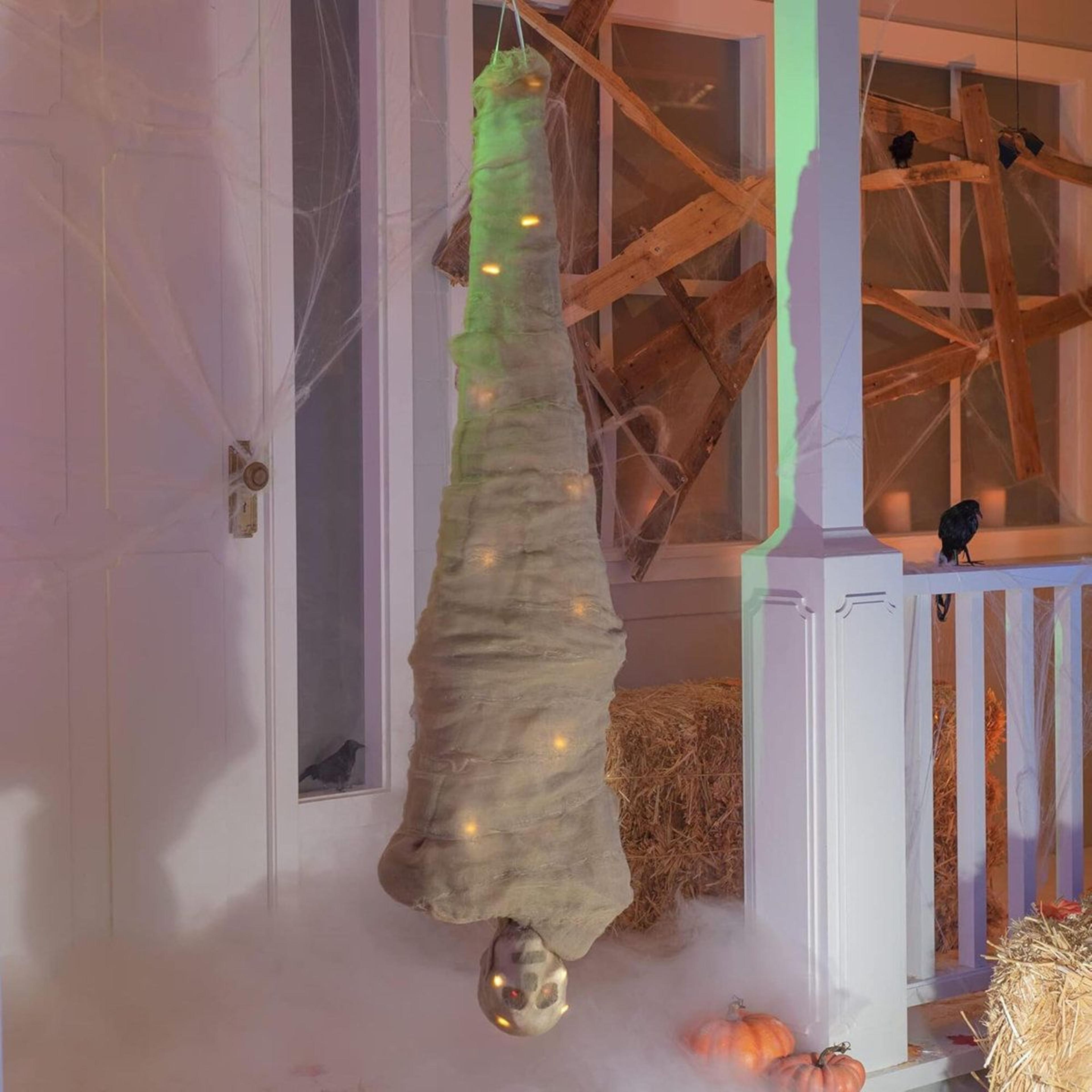 Halloween Hanging Cocoon Corpse Decoration With Spooky Sound And LED Eyes 4