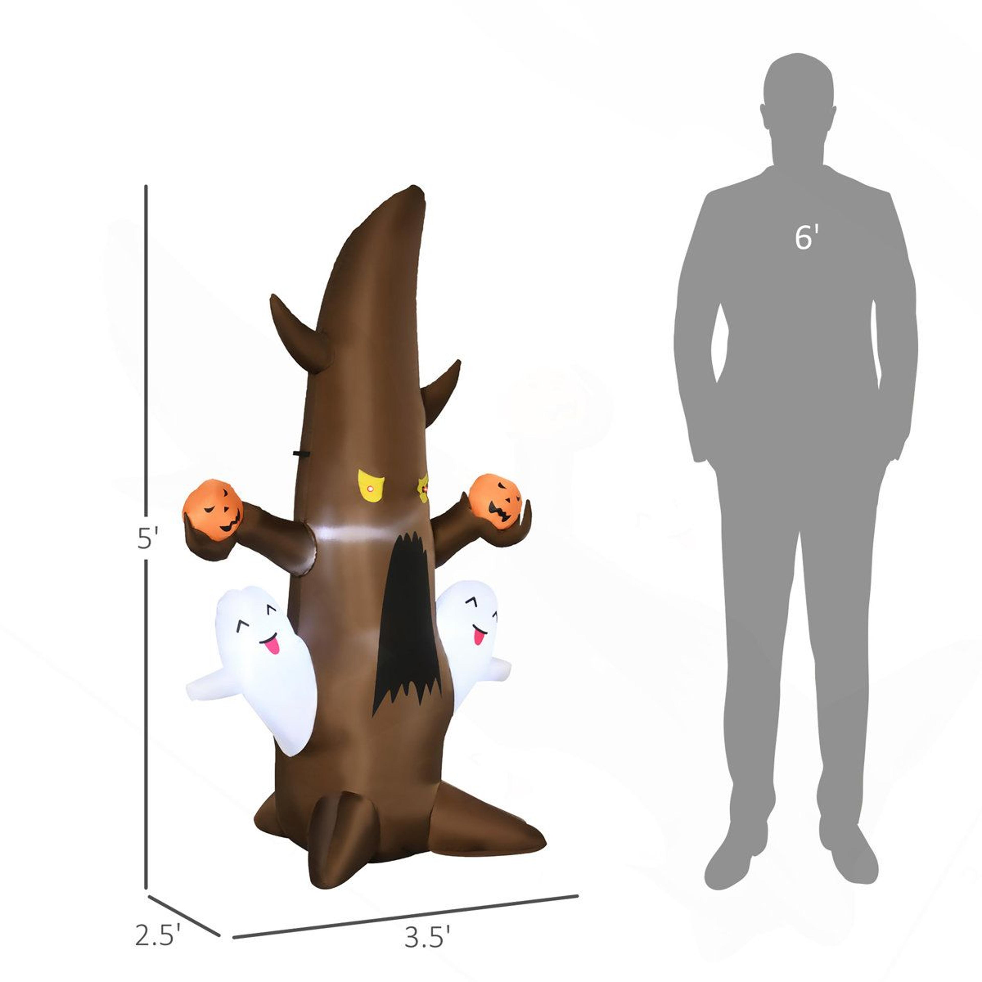 Halloween Inflatable Ghost Tree With Pumpkins And LED Lights 2