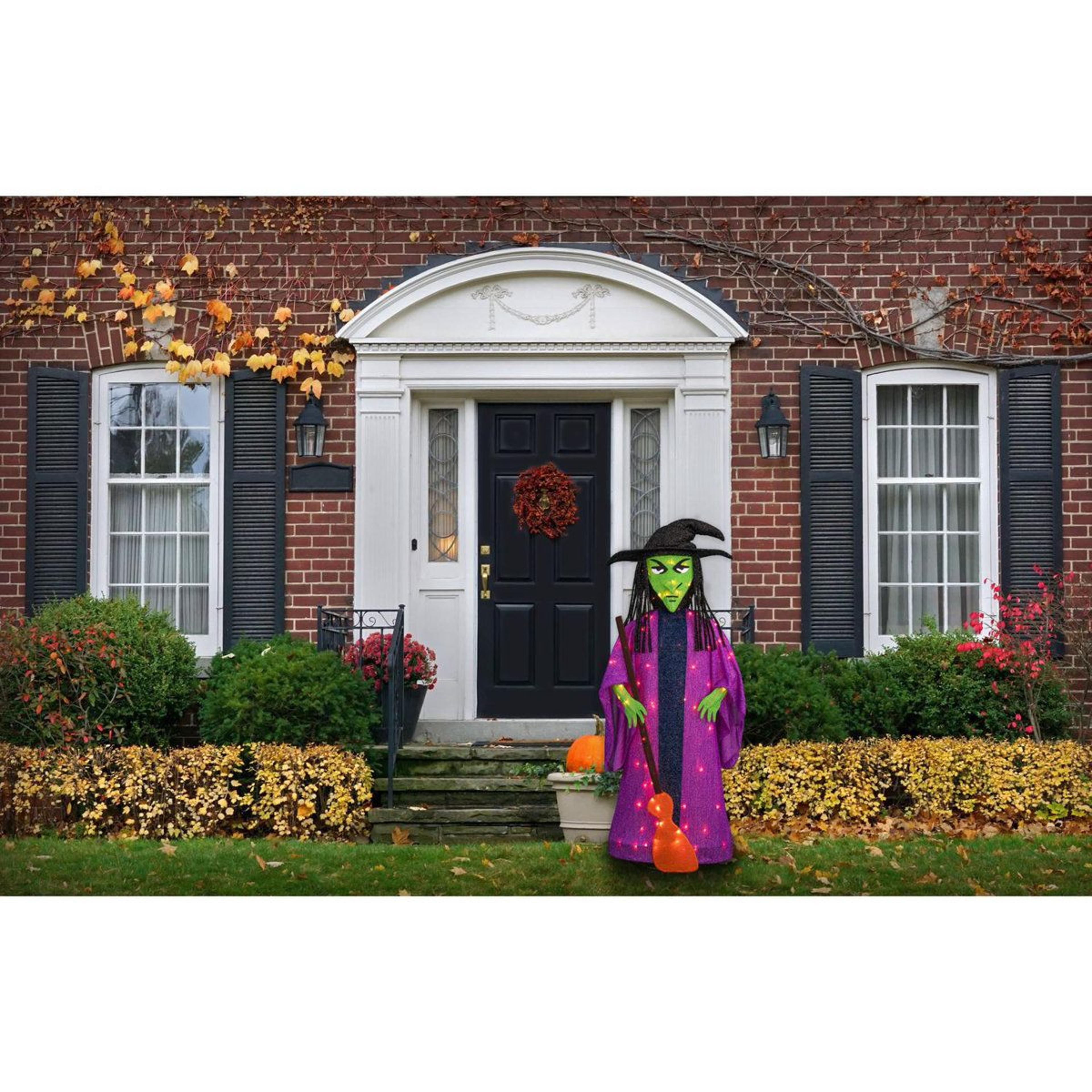 Collapsible Witch Yard Decoration In Purple For Halloween 2