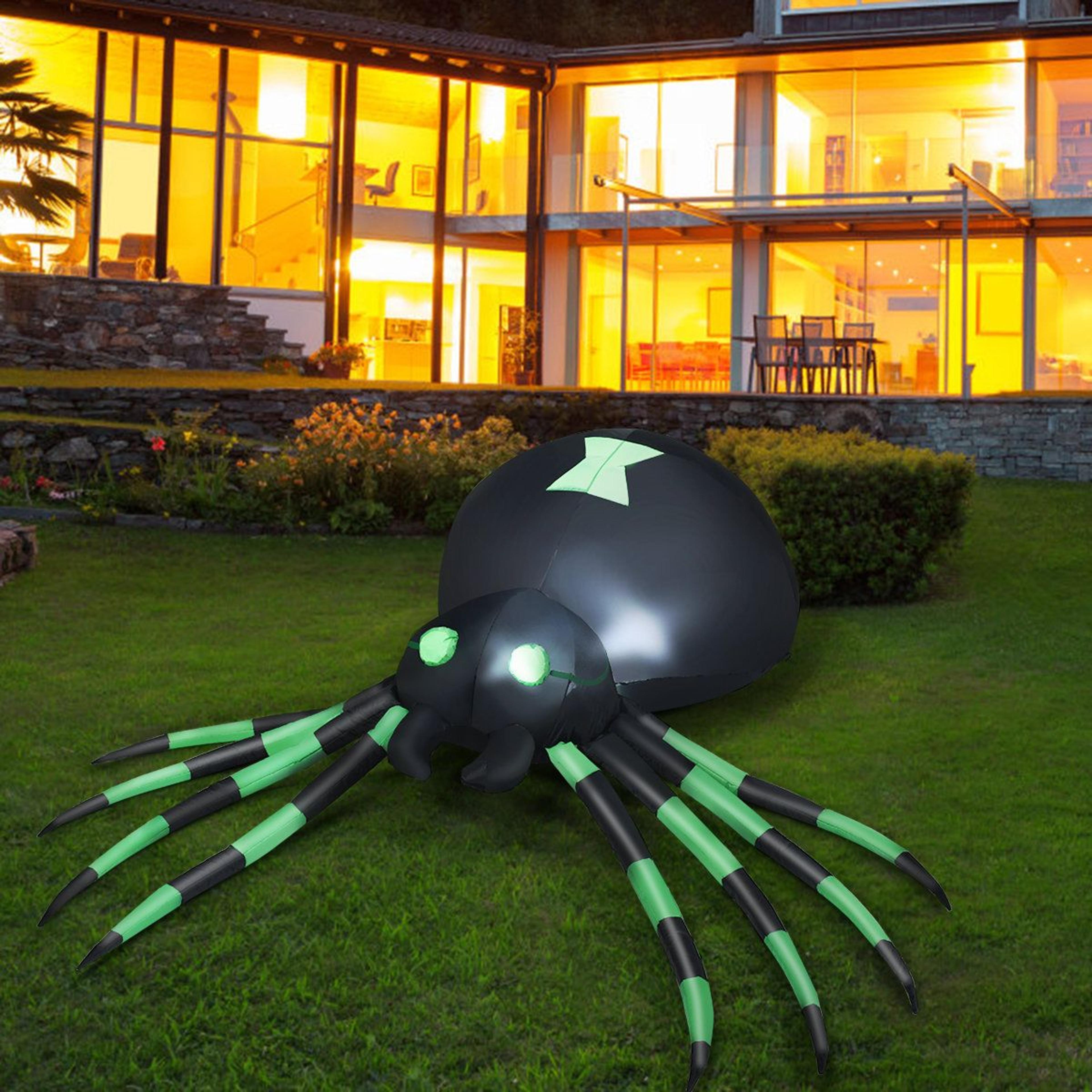 Halloween Inflatable Spider Decoration With LED Lights And Stakes 1