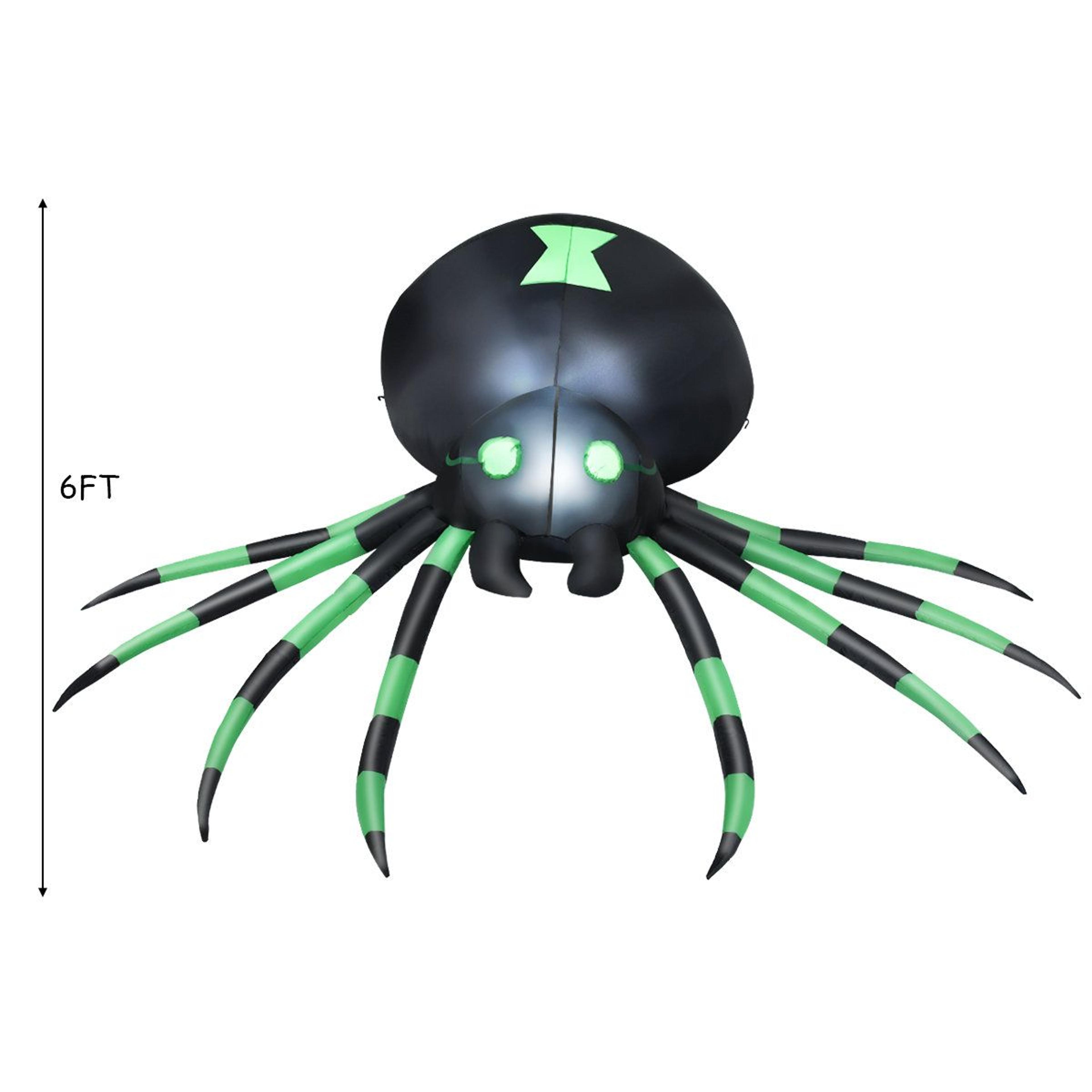 Halloween Inflatable Spider Decoration With LED Lights And Stakes 3