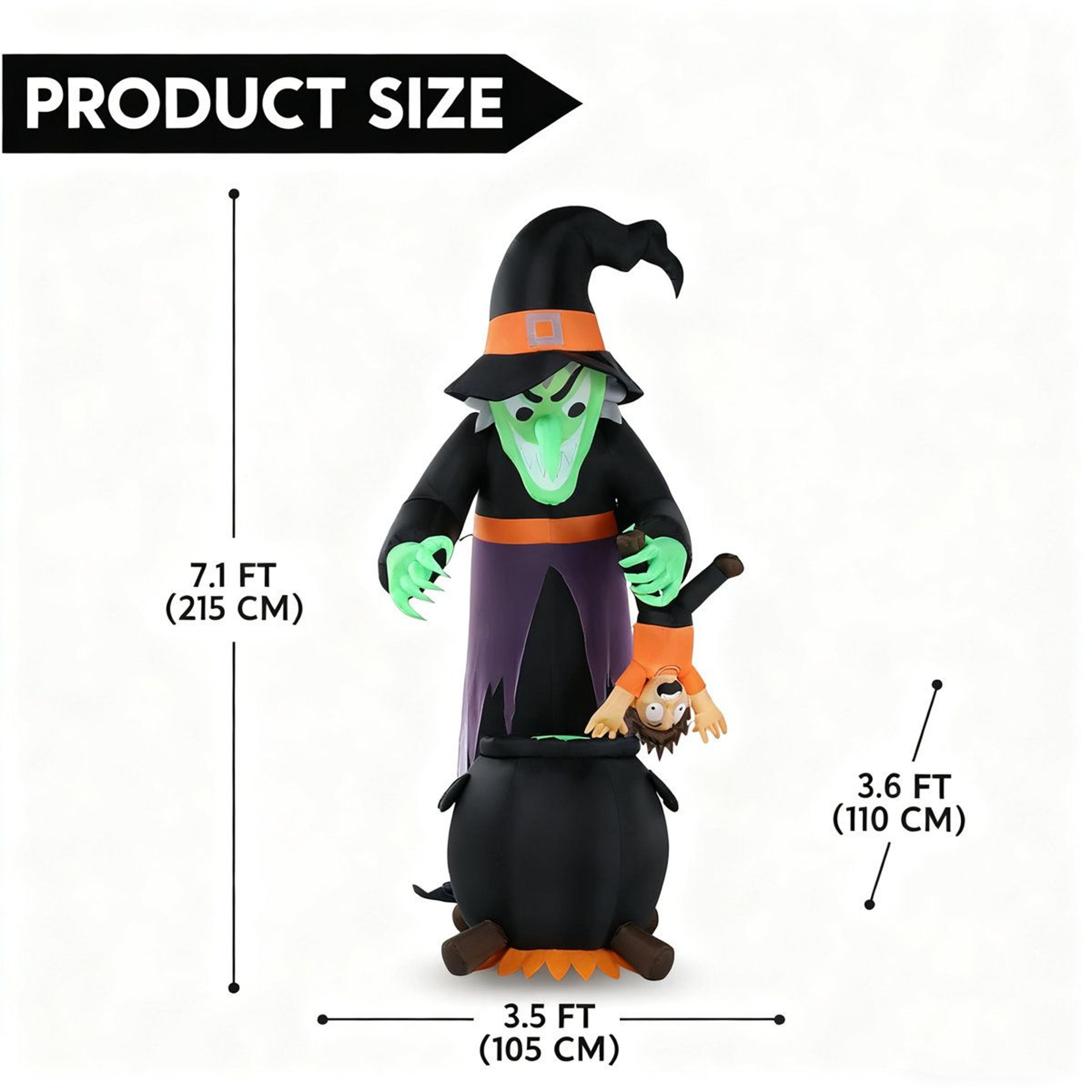 Animated Halloween Witch Inflatable Decoration With LED Lights 3