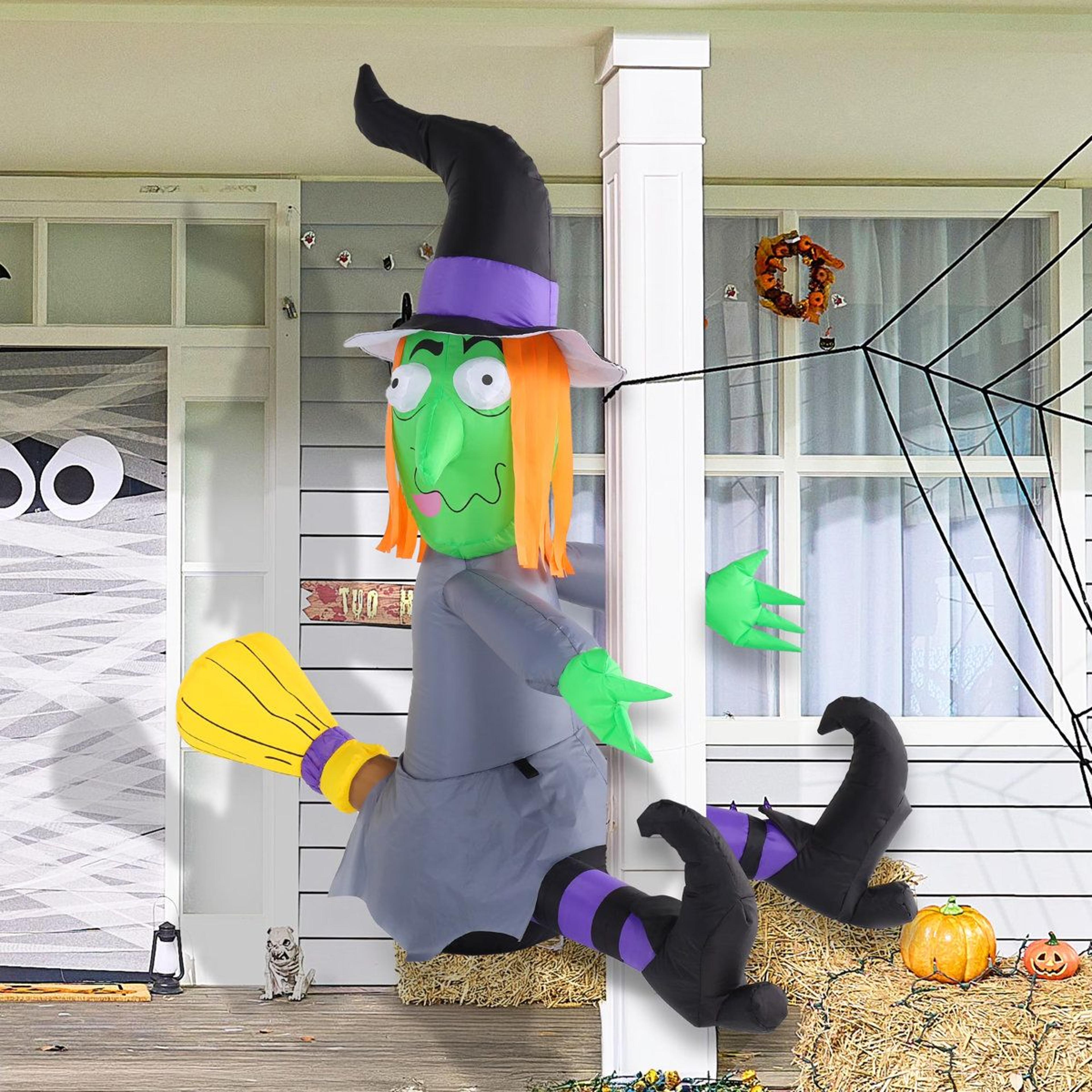 Halloween Inflatable Witch With BuiltIn LED Lights For Outdoor Yard Decor 1