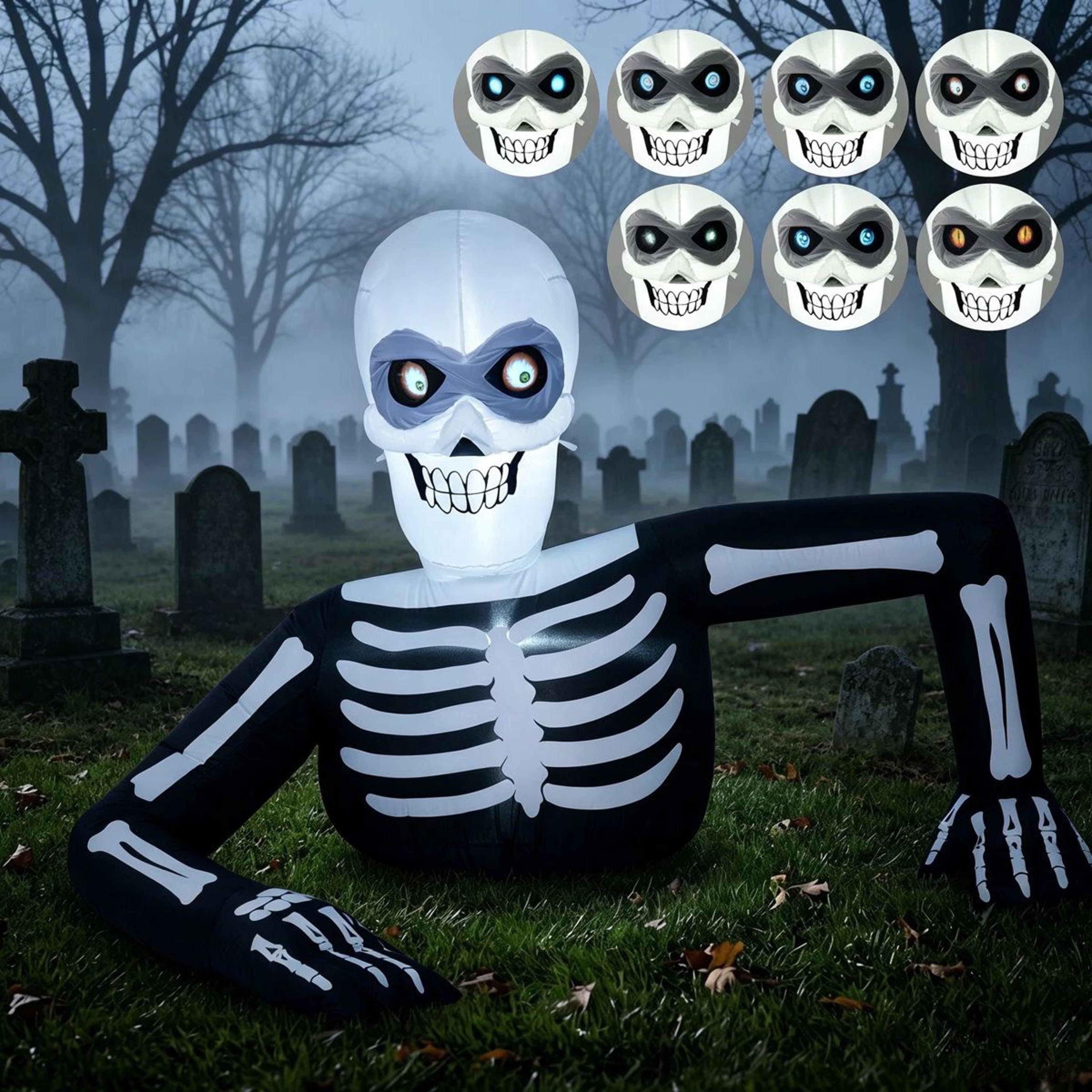 Long Skeleton Halloween Inflatable Decoration With Projector Eyes 5