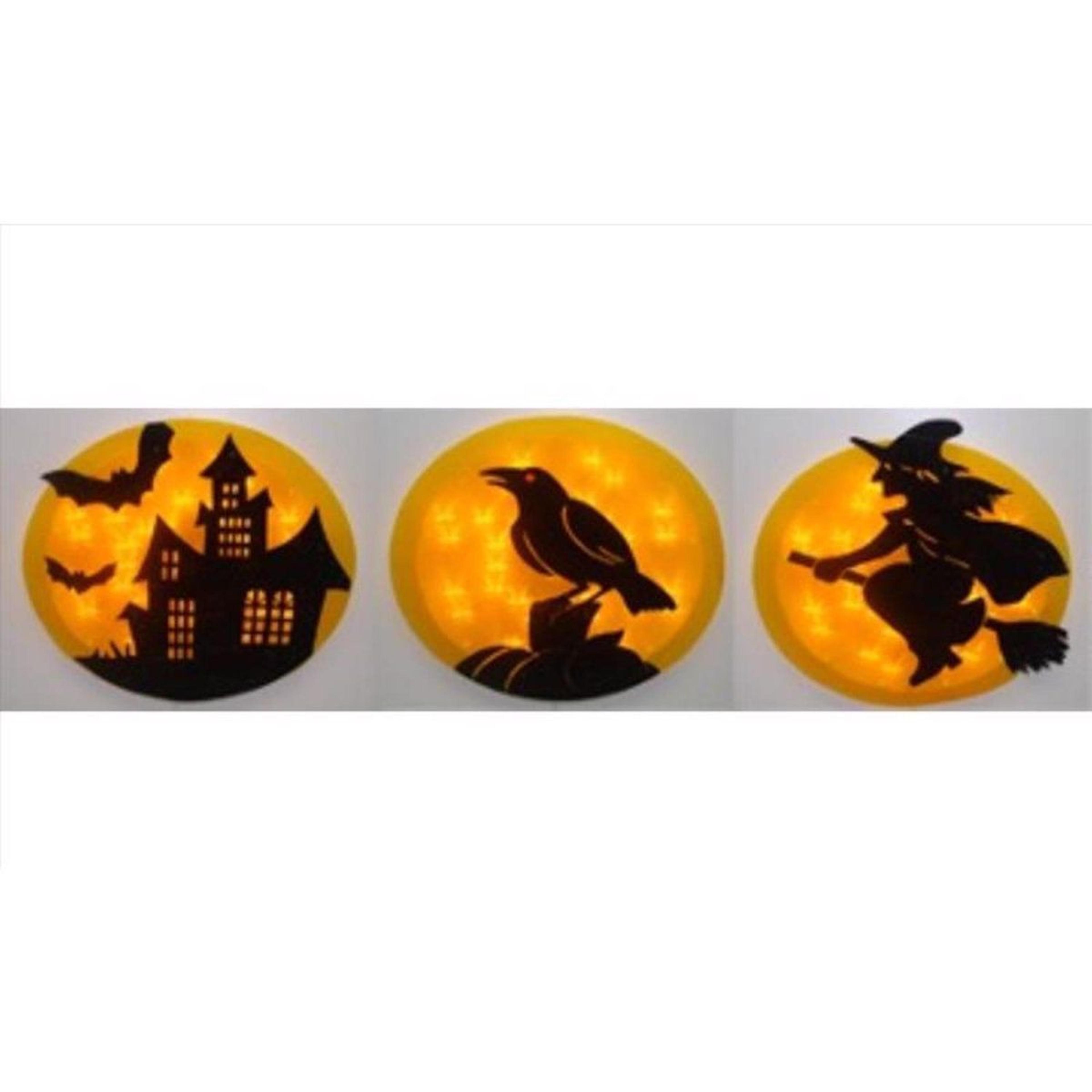prelit yellow halloween window decoration with plug in lights