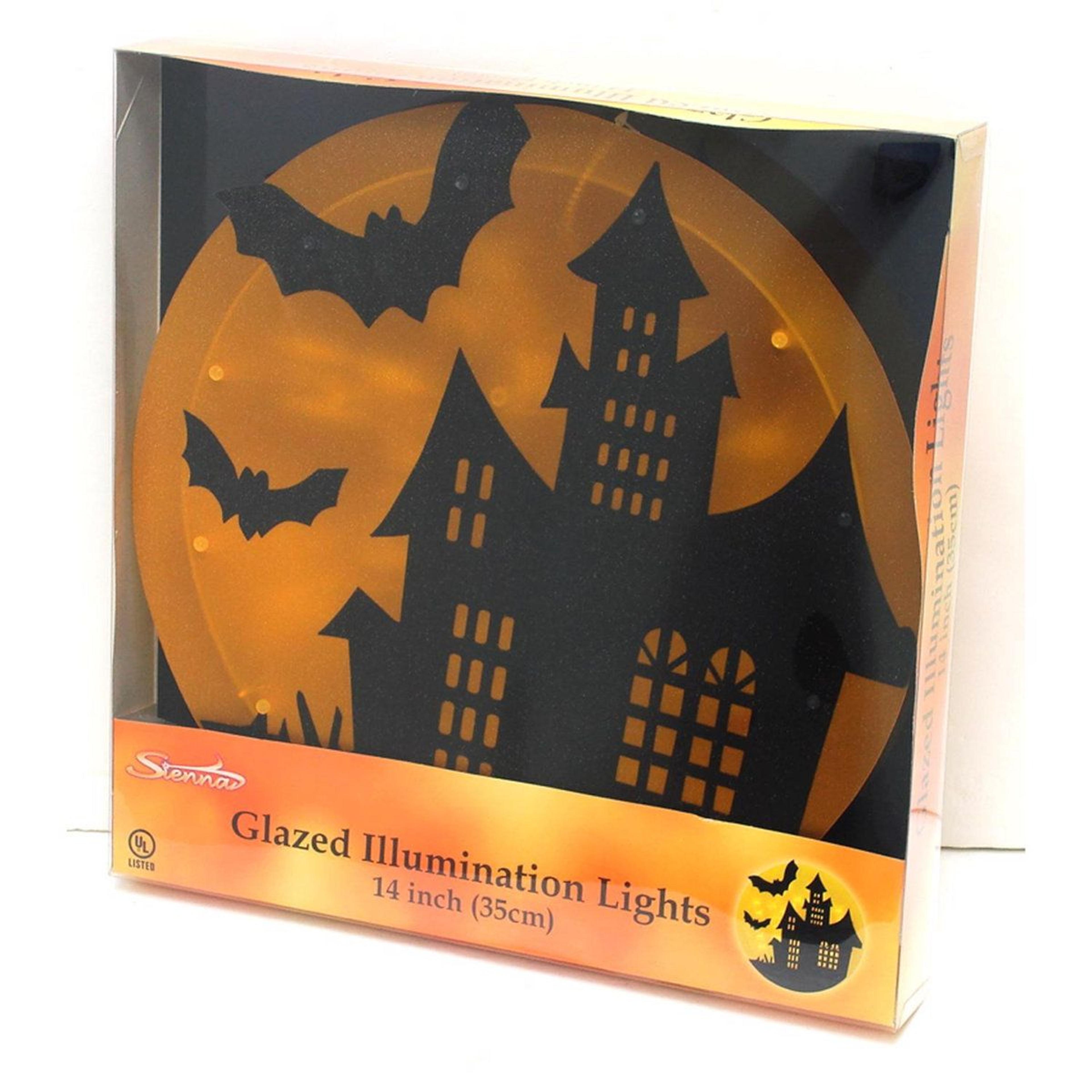 Prelit Yellow Halloween Window Decoration With Plug In Lights 2