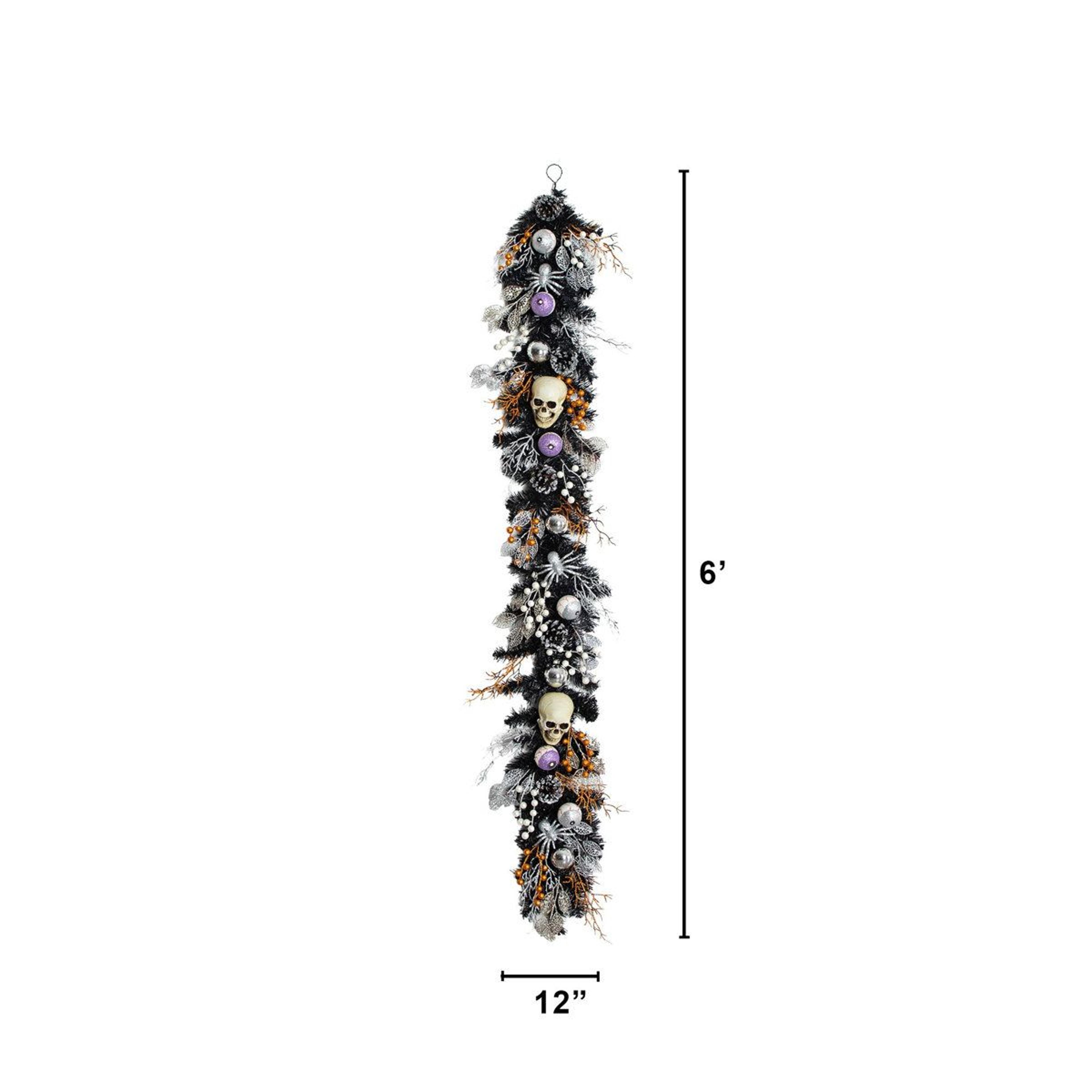 Black Halloween Garland With Skulls Eyeballs And Spiders 2