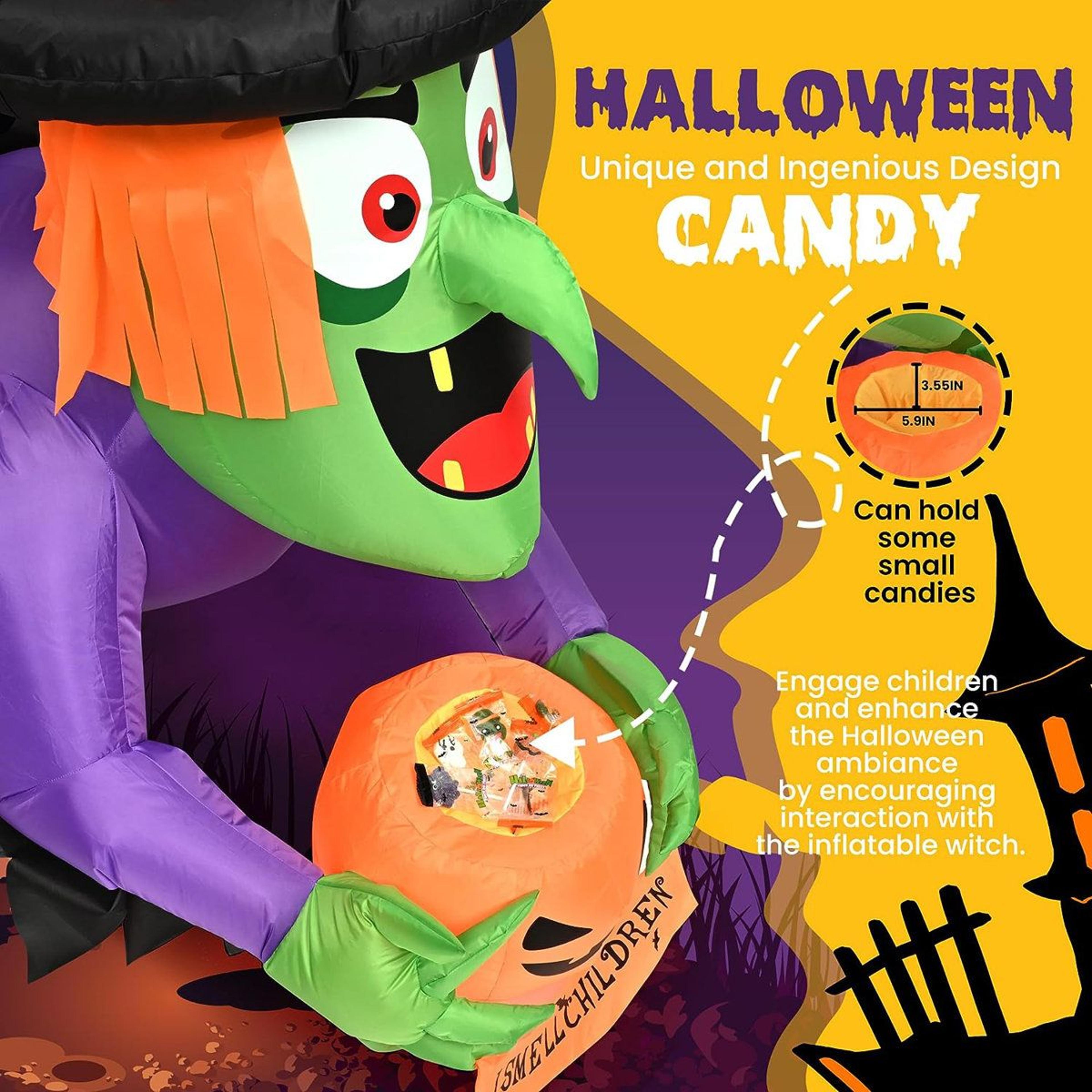 Halloween Outdoor Inflatable Decoration With LED Lights Multicolor Polyester 1