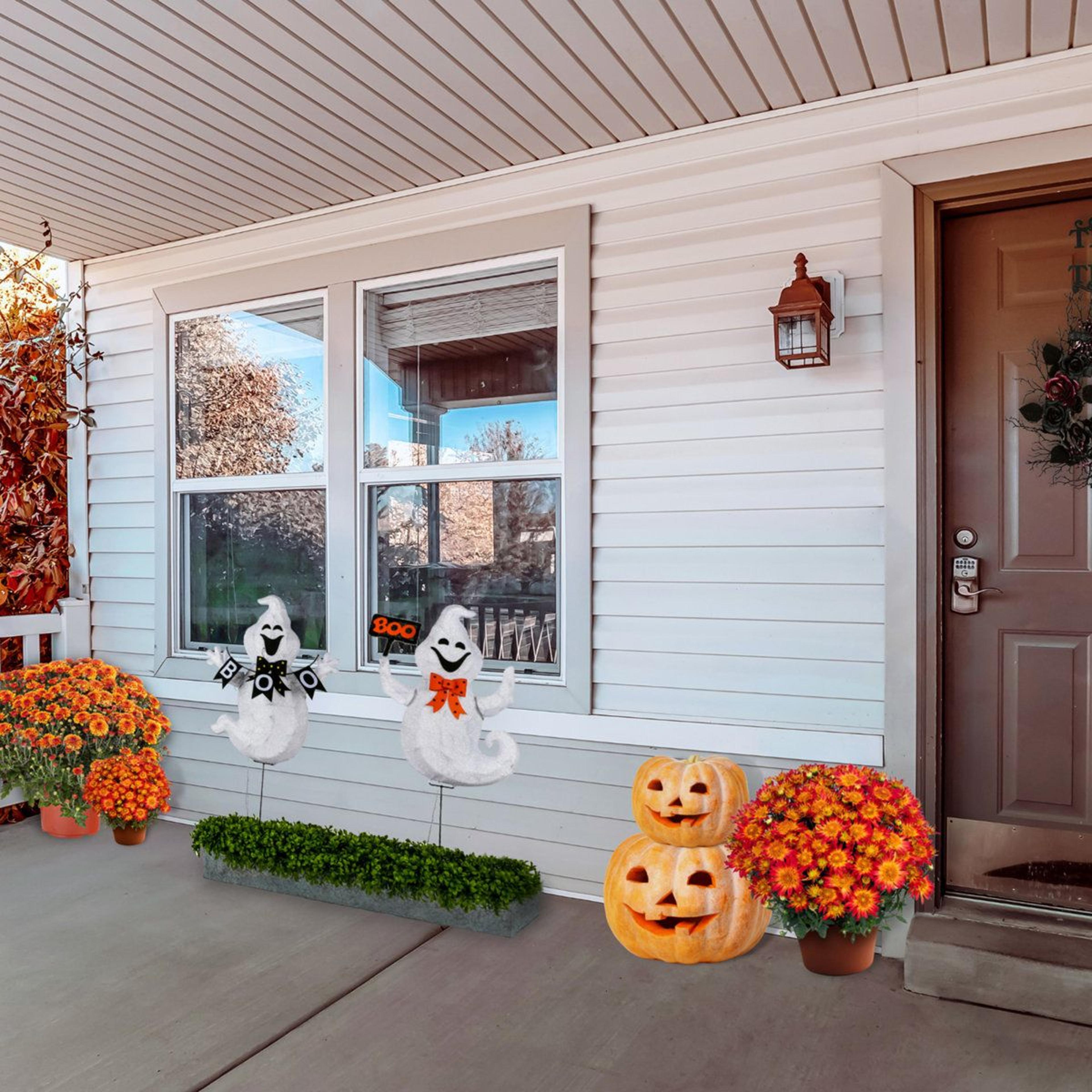 Battery Powered LED Ghost Garden Stake For Outdoor Halloween Decoration 3