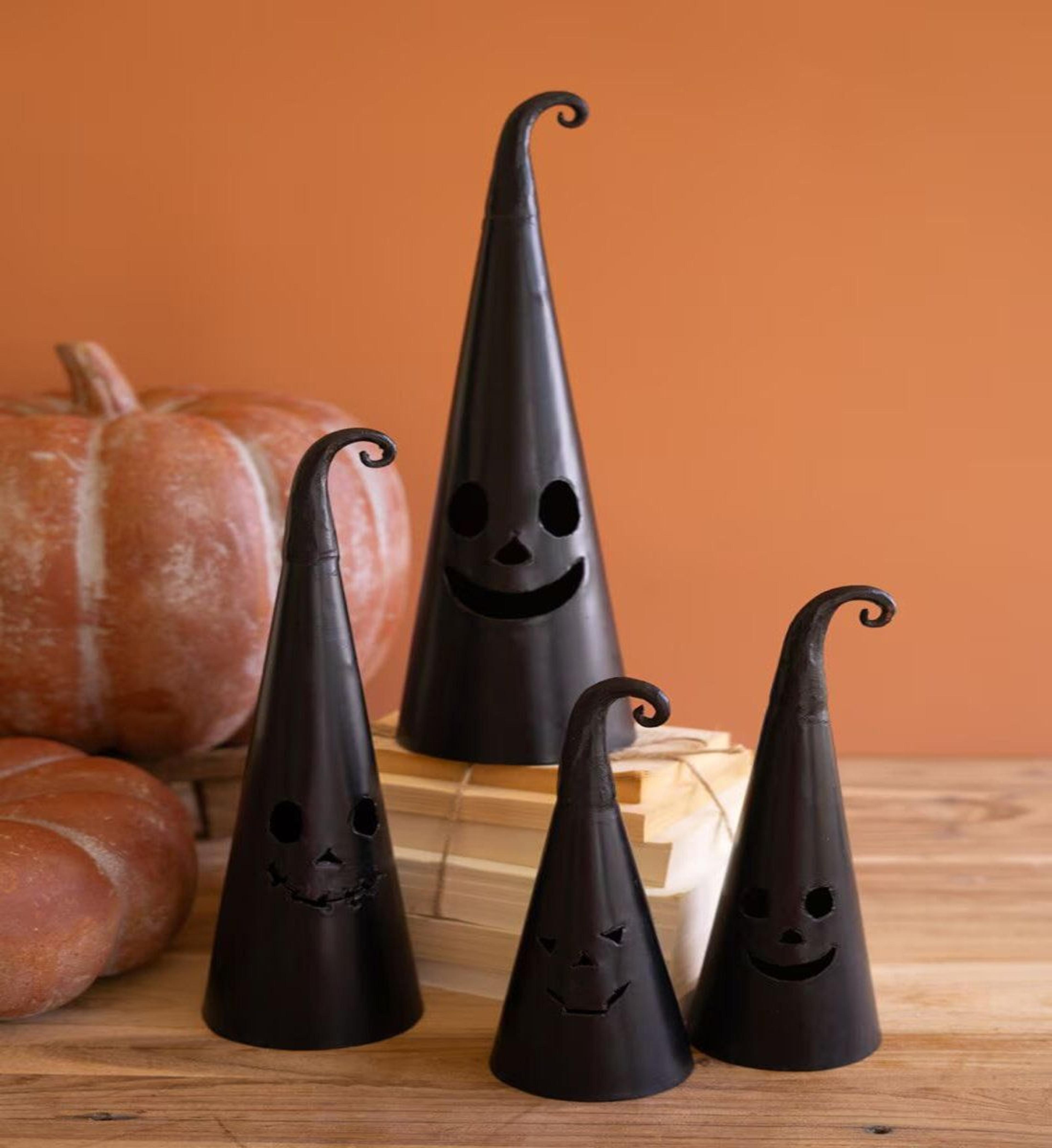 Halloween Jack O Lantern Witch Hat Metal Lanterns 3