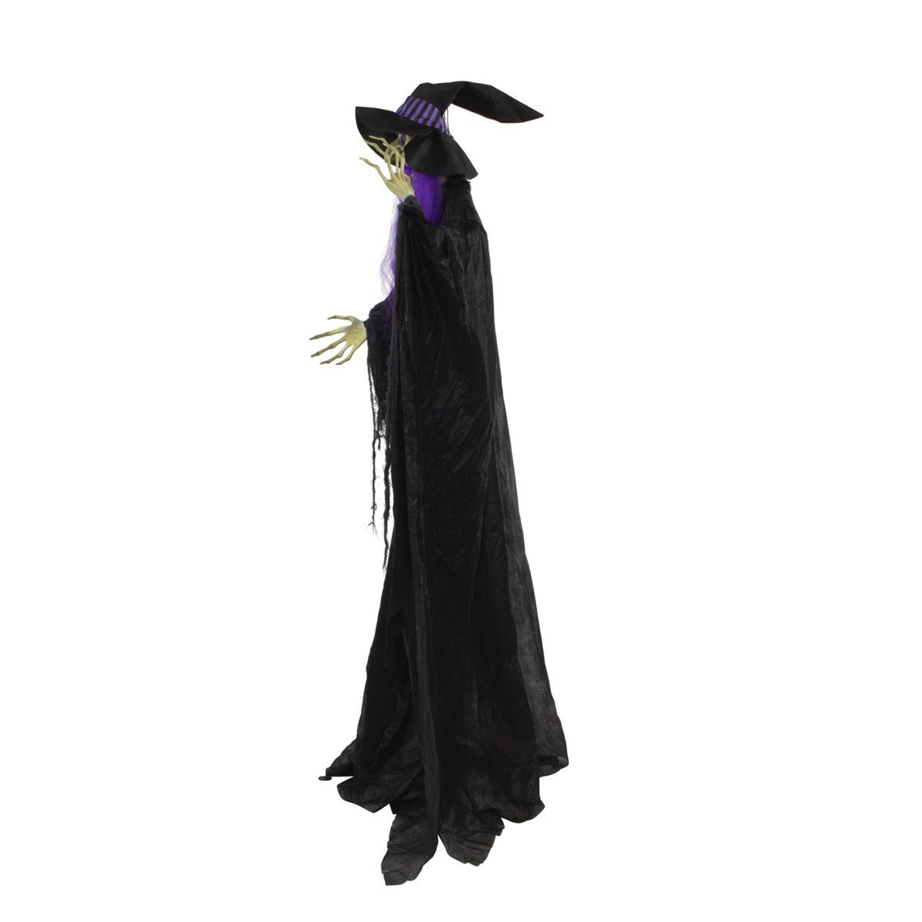 talking witch halloween animatronic with touch activated lights and sound