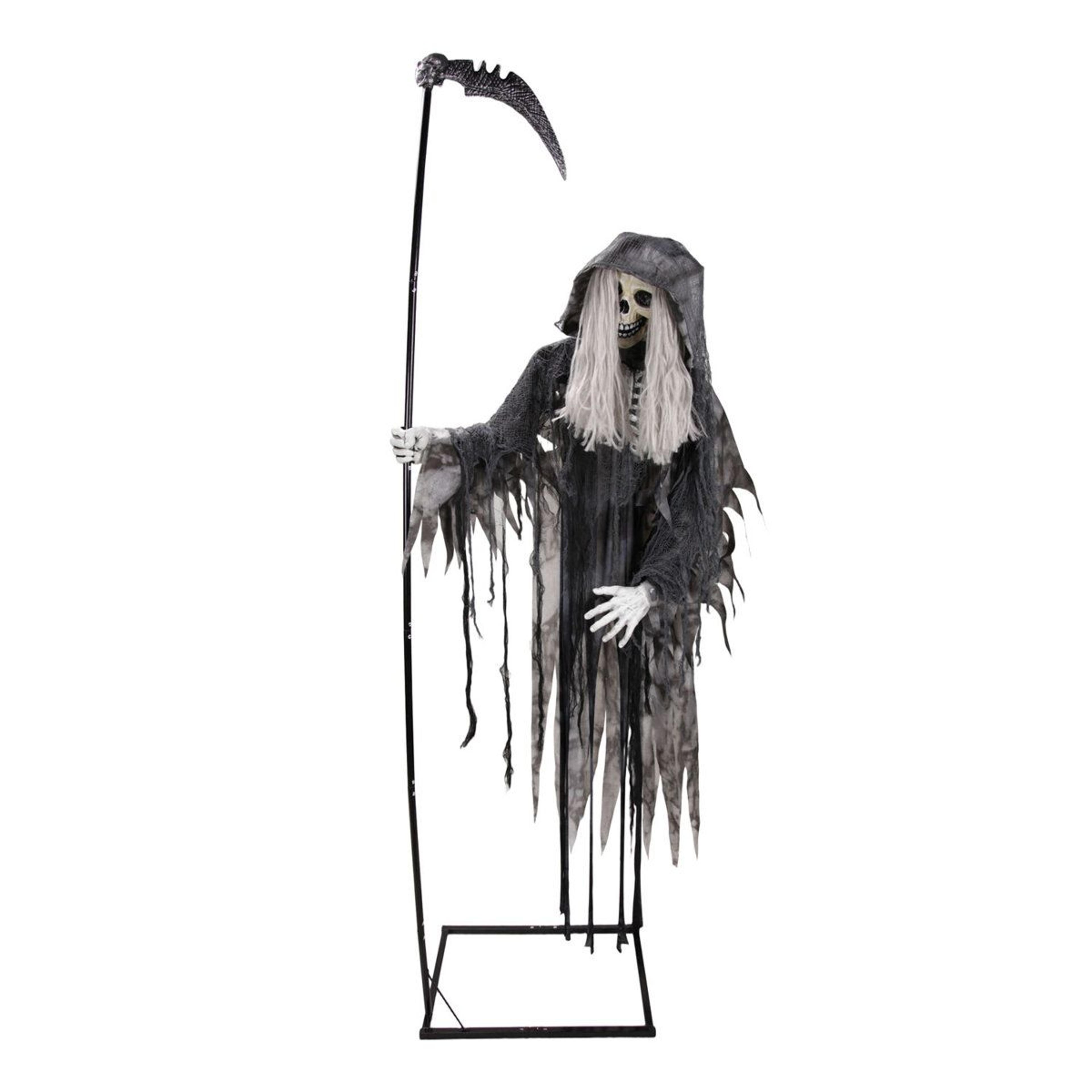 Floating Reaper Halloween Animatronic With Moving Head And Red LED Eyes 7