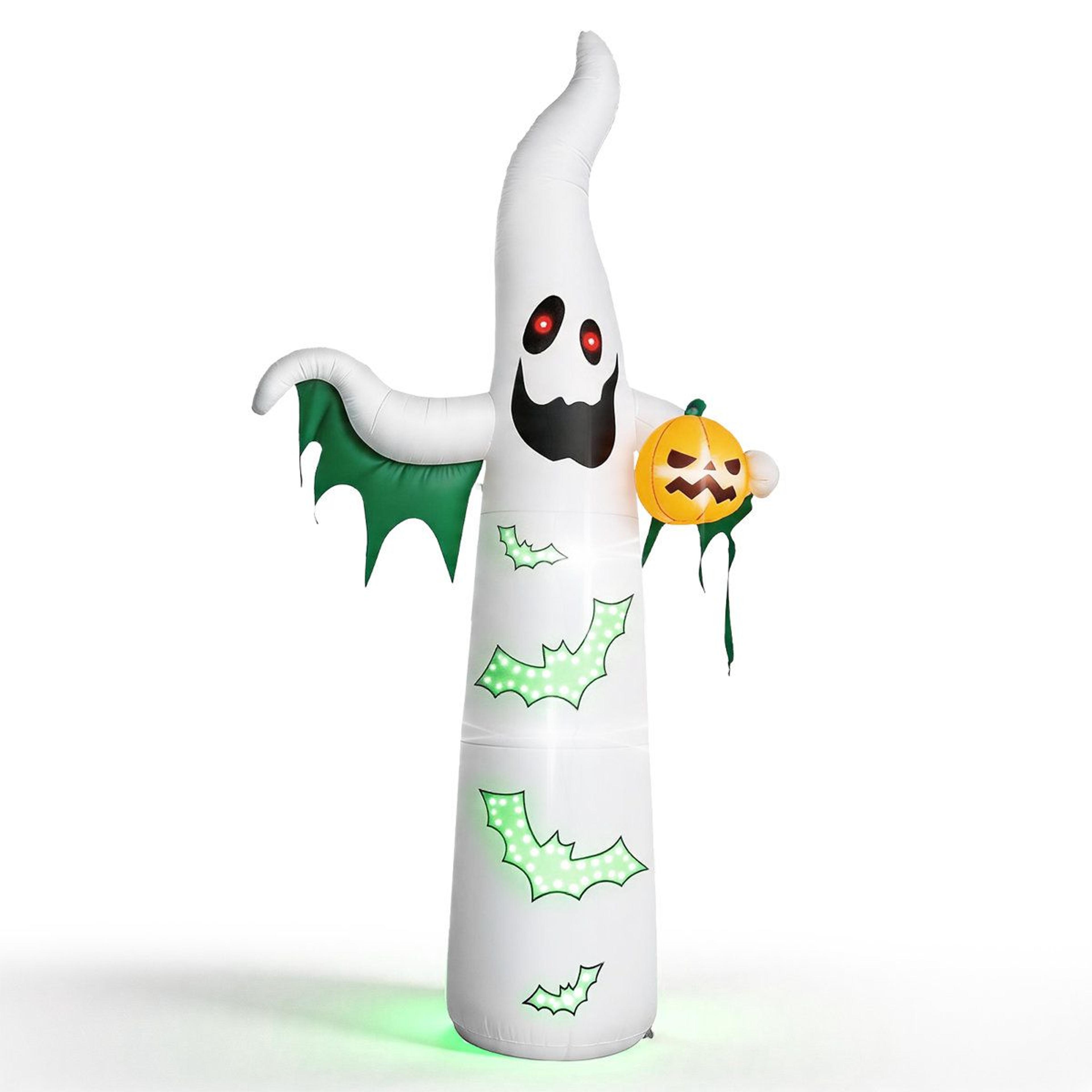 inflatable halloween ghost with flashing bat and built-in led lights