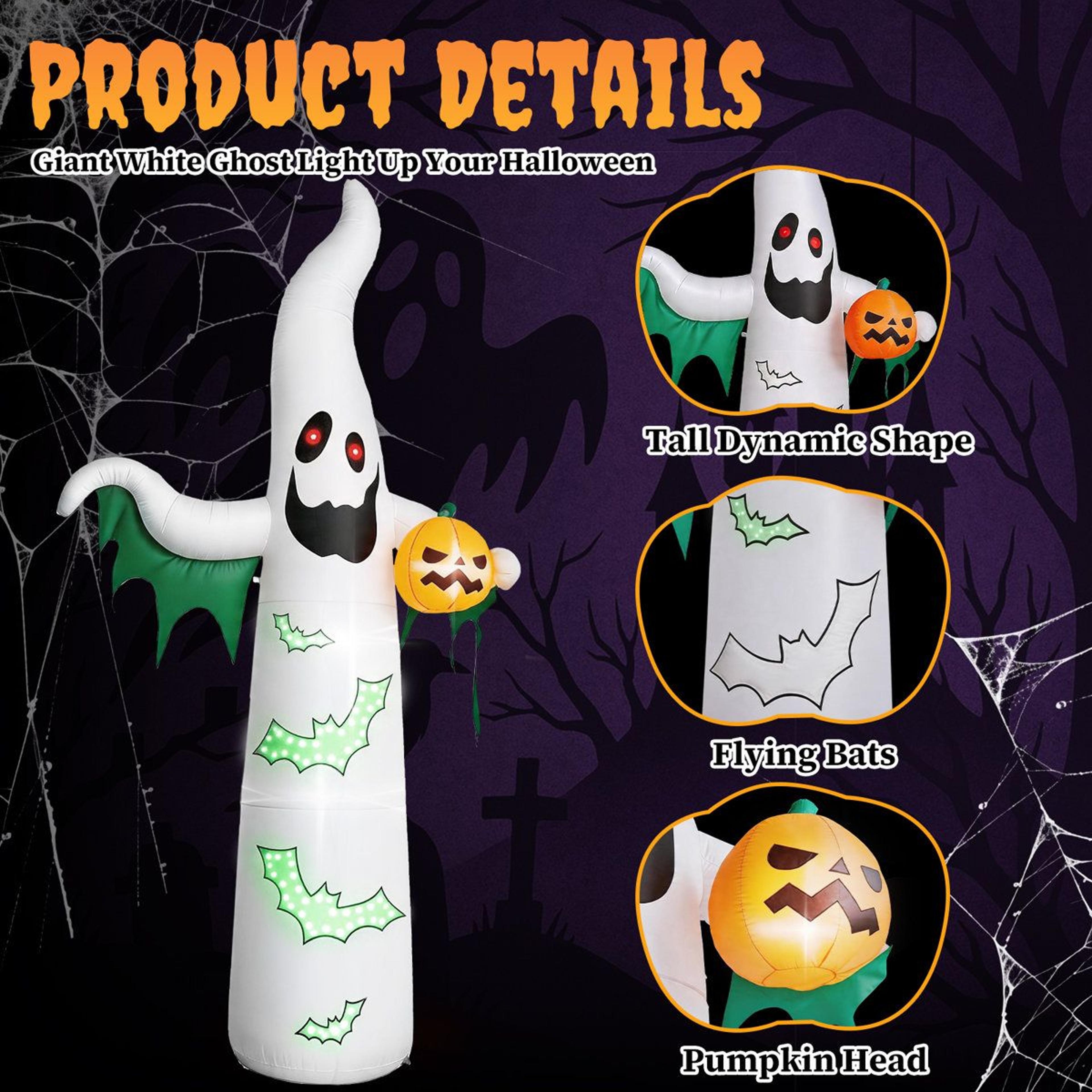 Inflatable Halloween Ghost With Flashing Bat And BuiltIn LED Lights 2