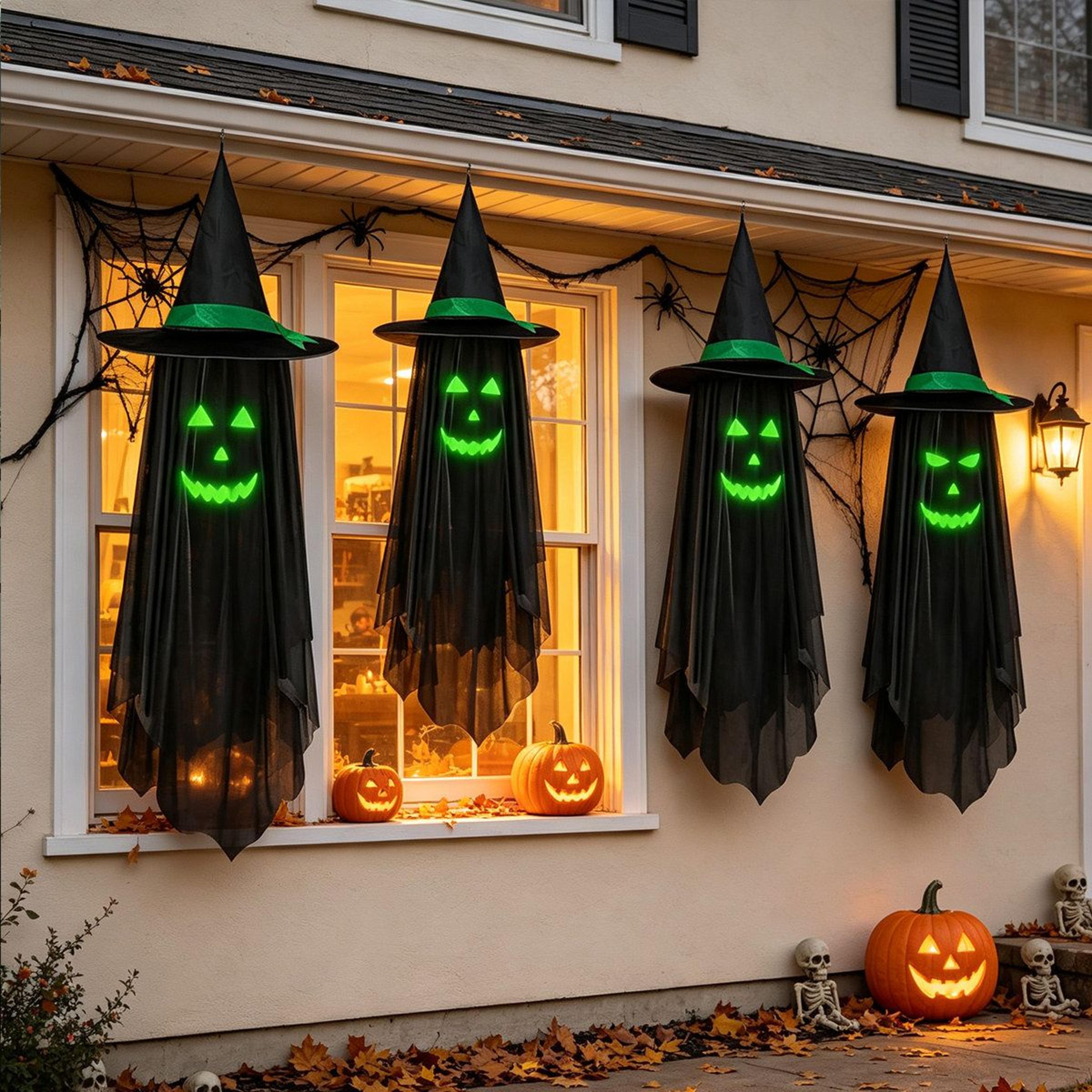 Halloween Hanging Ghost Decorations With Glow In The Dark Faces 3