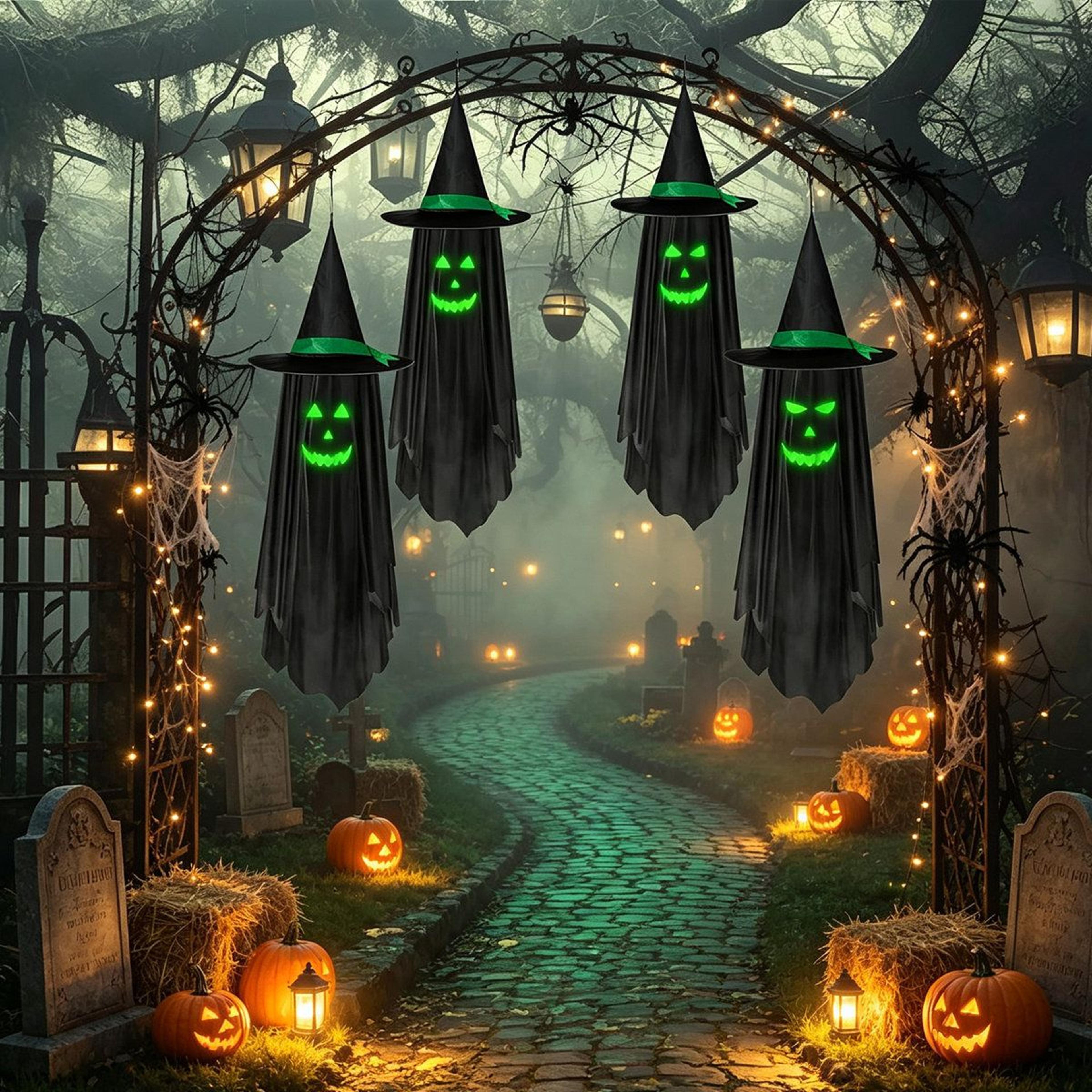 Halloween Hanging Ghost Decorations With Glow In The Dark Faces 5