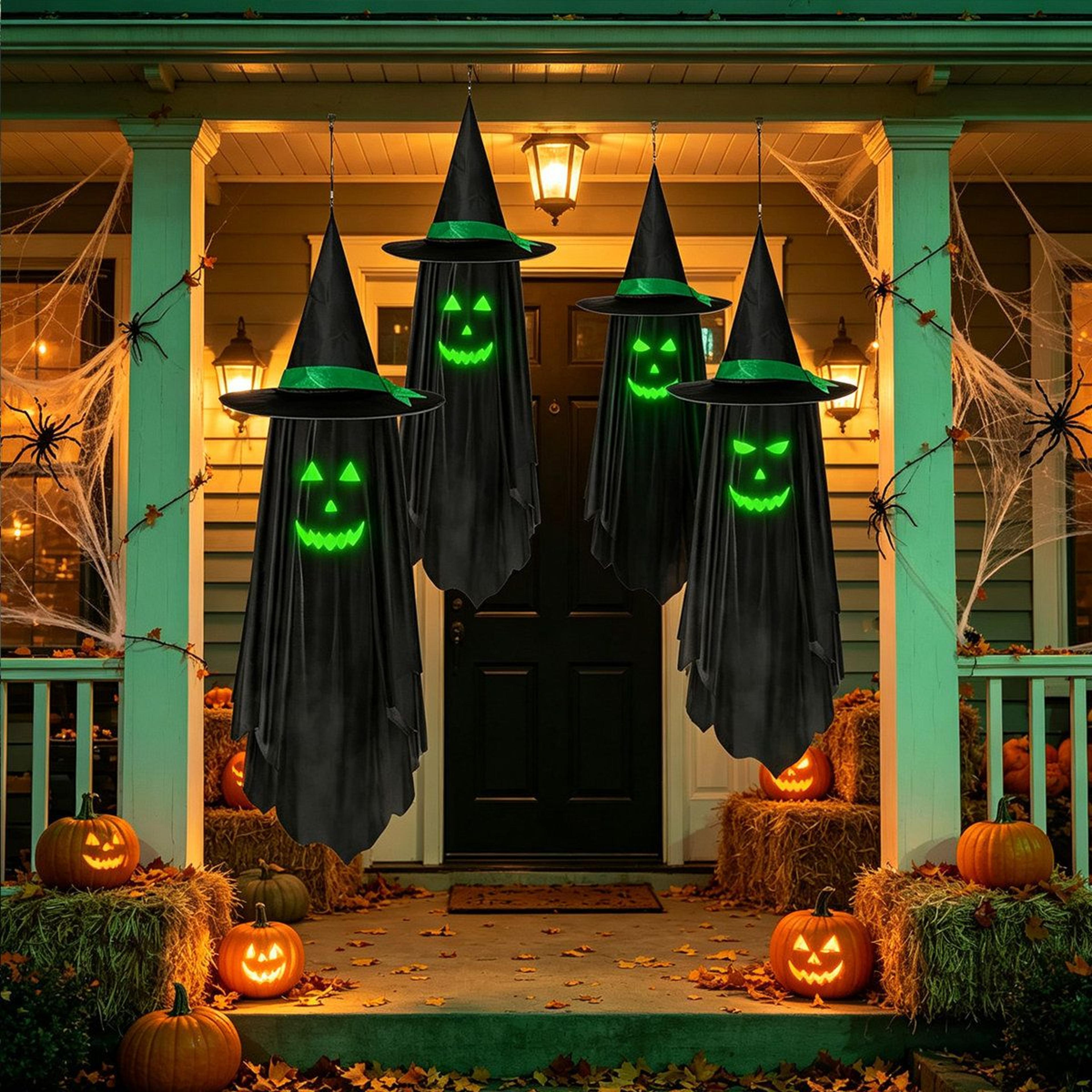Halloween Hanging Ghost Decorations With Glow In The Dark Faces 1