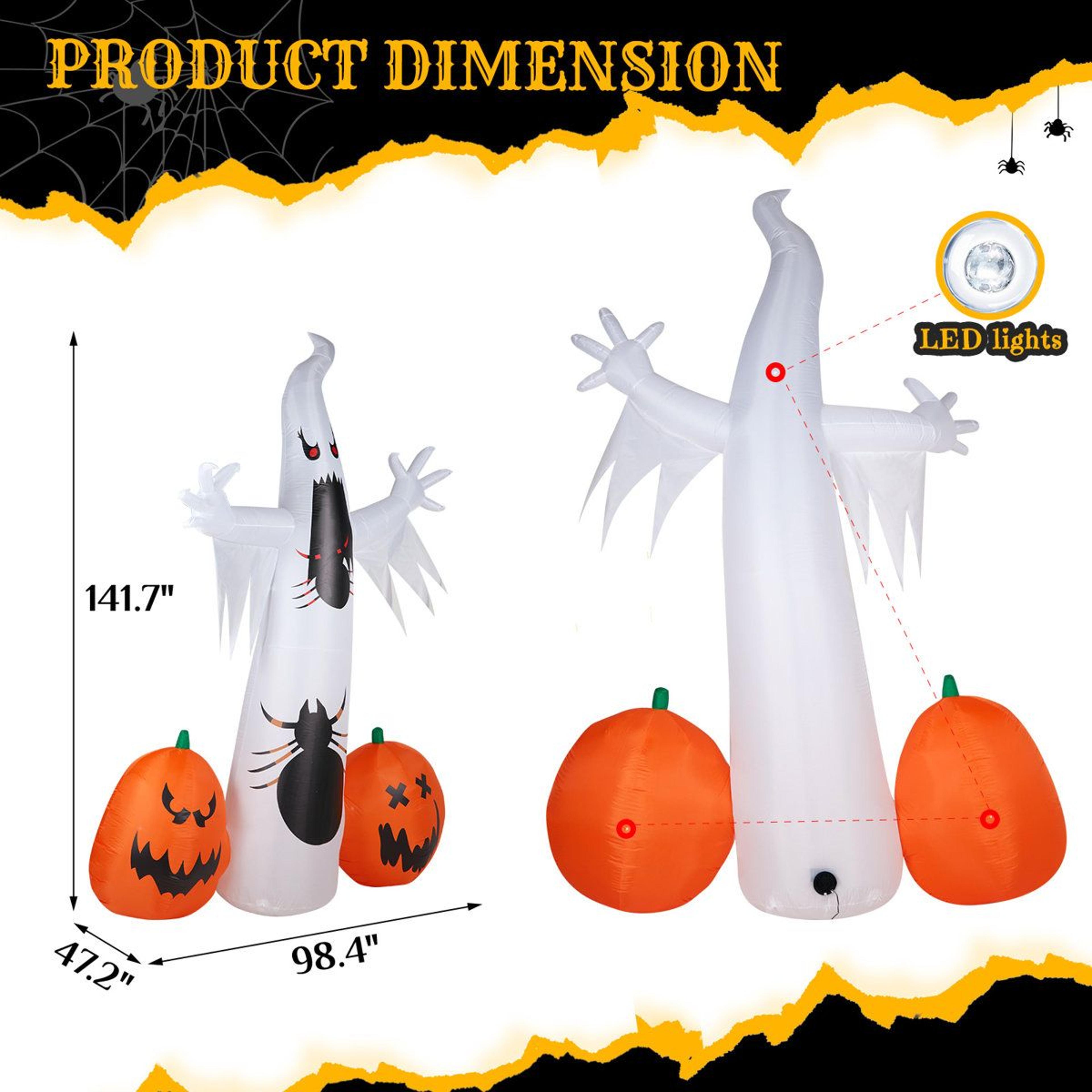 Pumpkin Spider Ghost Inflatable Halloween Outdoor Decoration With LED Lights 3