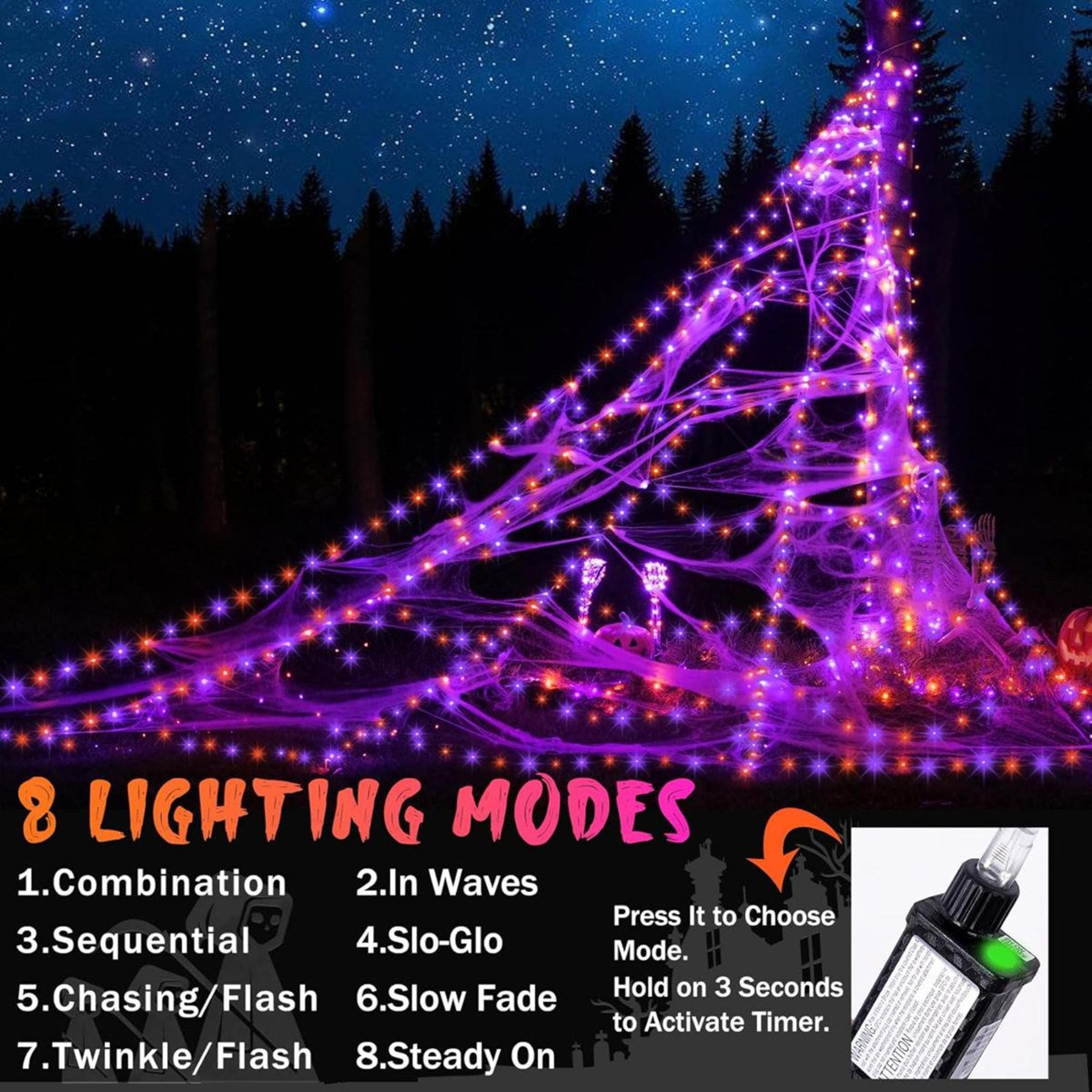LED Halloween Spider Web Lights With Spider For Outdoor Decorations 5
