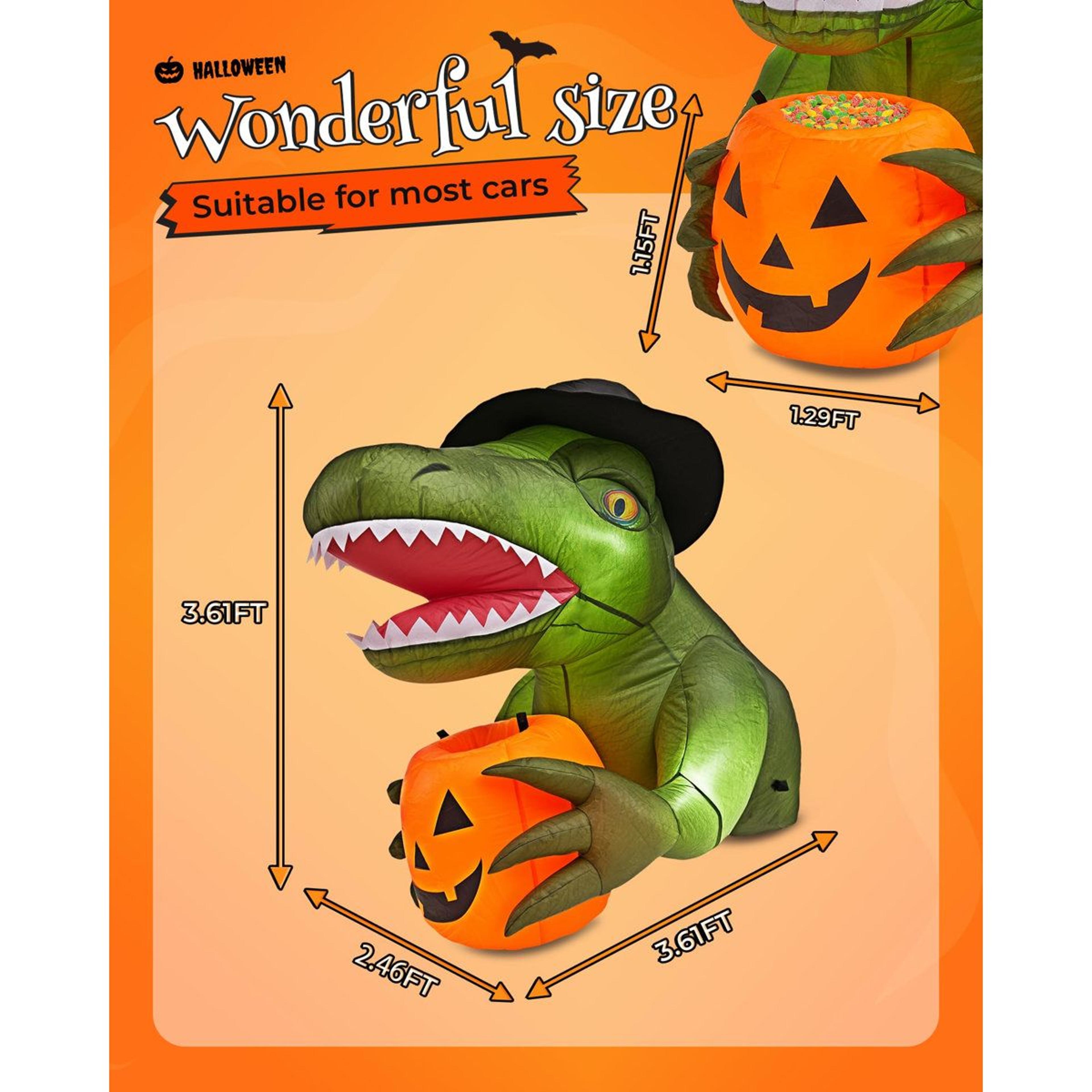 Halloween Inflatable Dinosaur Trunk Or Treat Decoration With LED Lights 4
