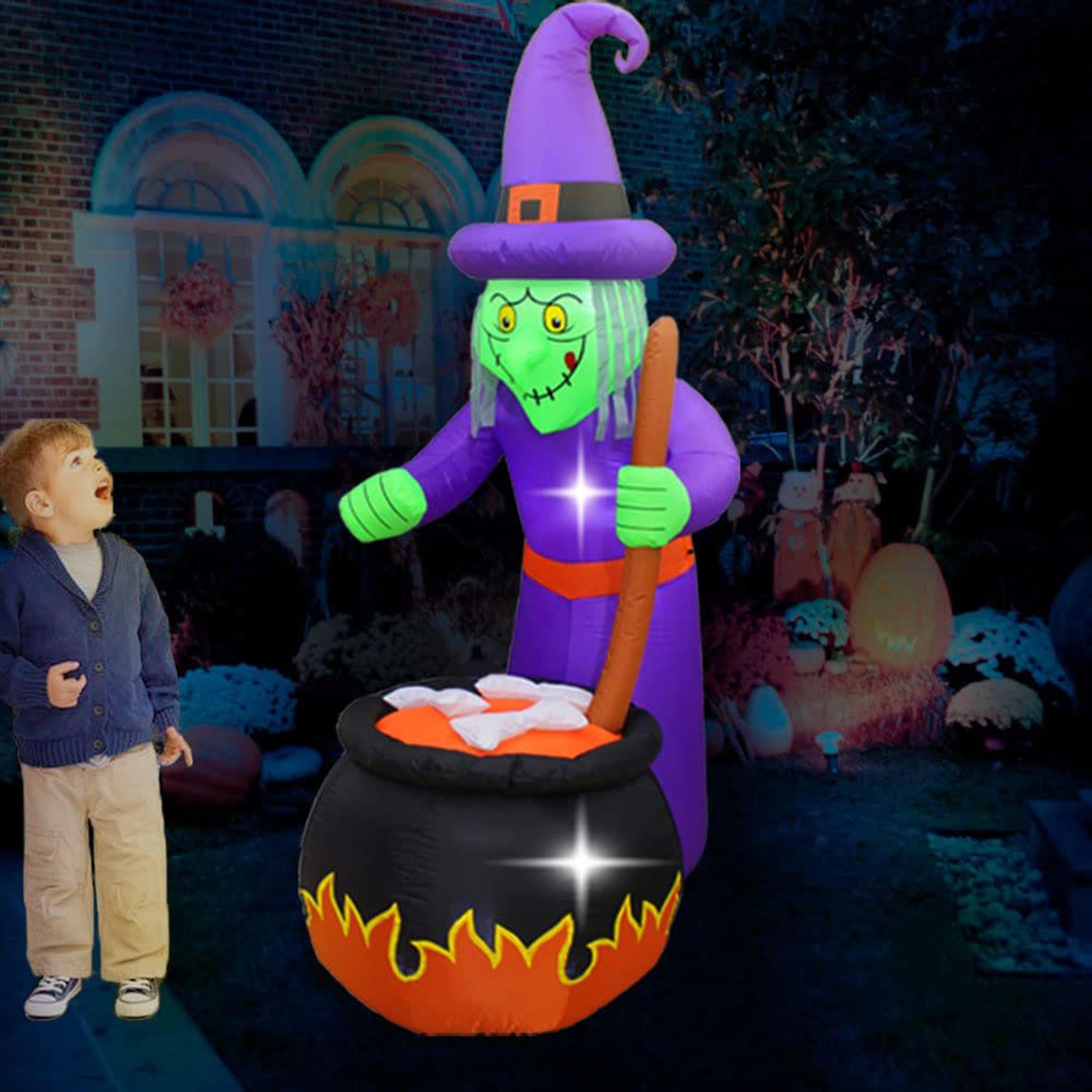 halloween witches inflatable outdoor decoration with led lights