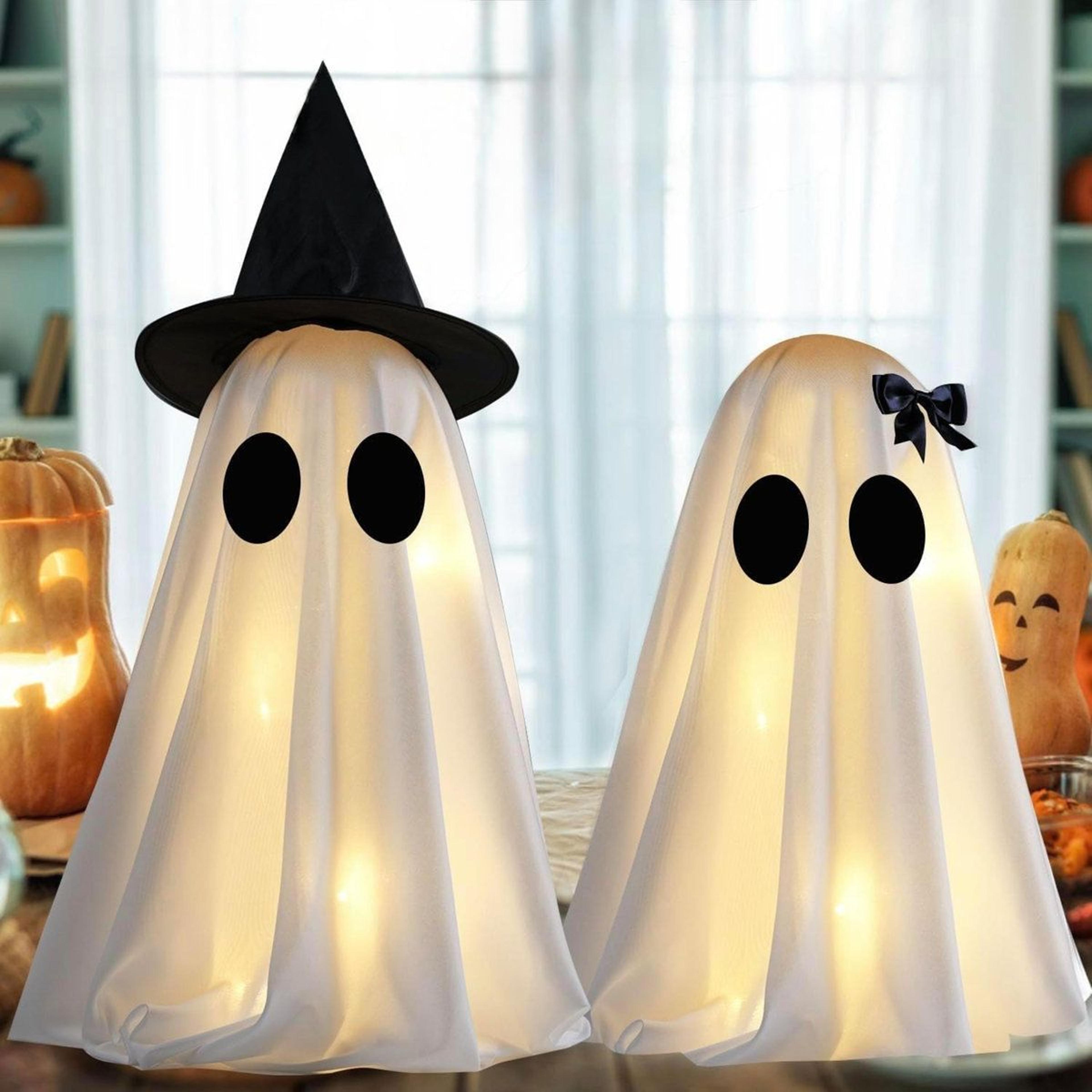 Light Up Halloween Ghost Decorations With LED Lights And Timer 0