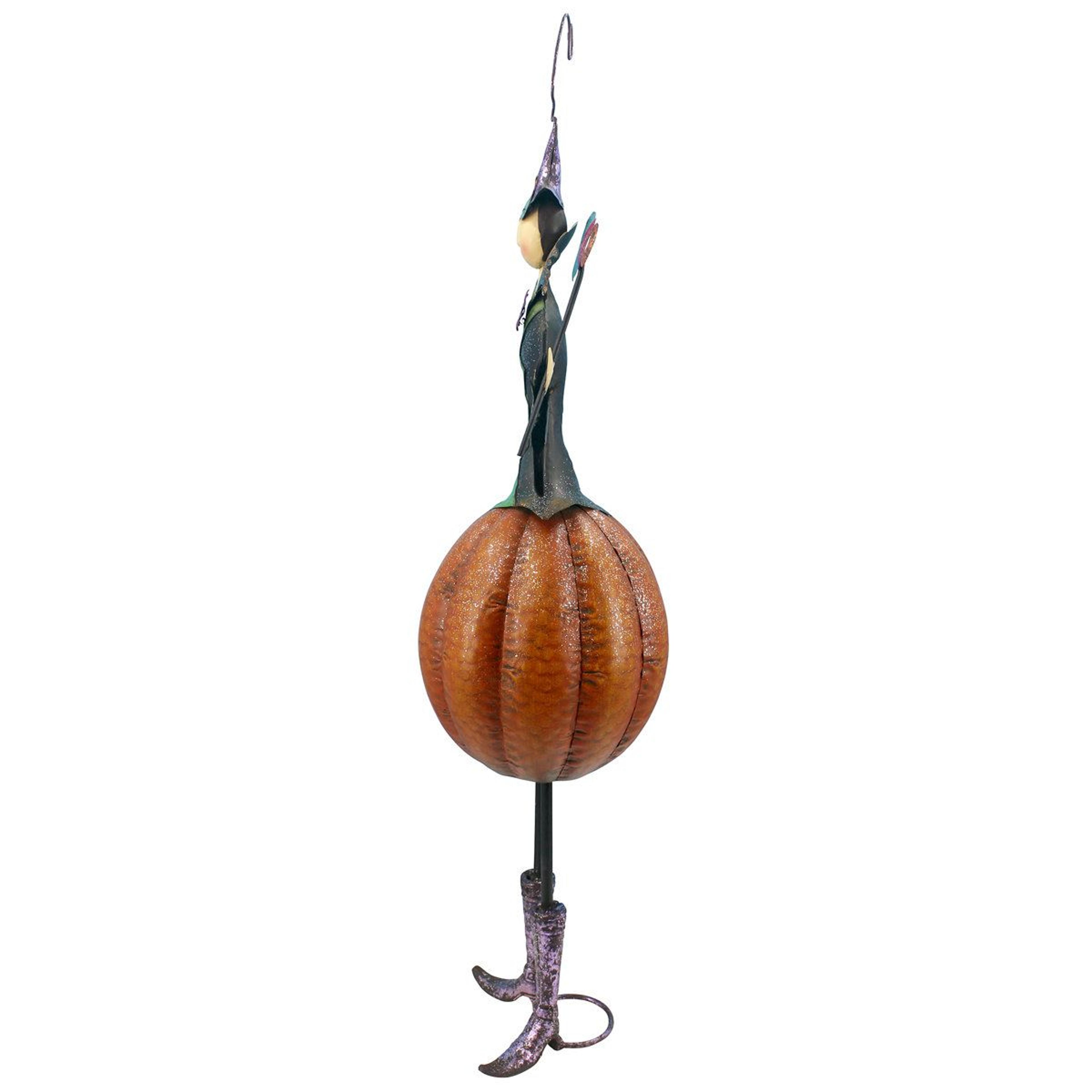 metal witch bobble statue orange halloween decoration