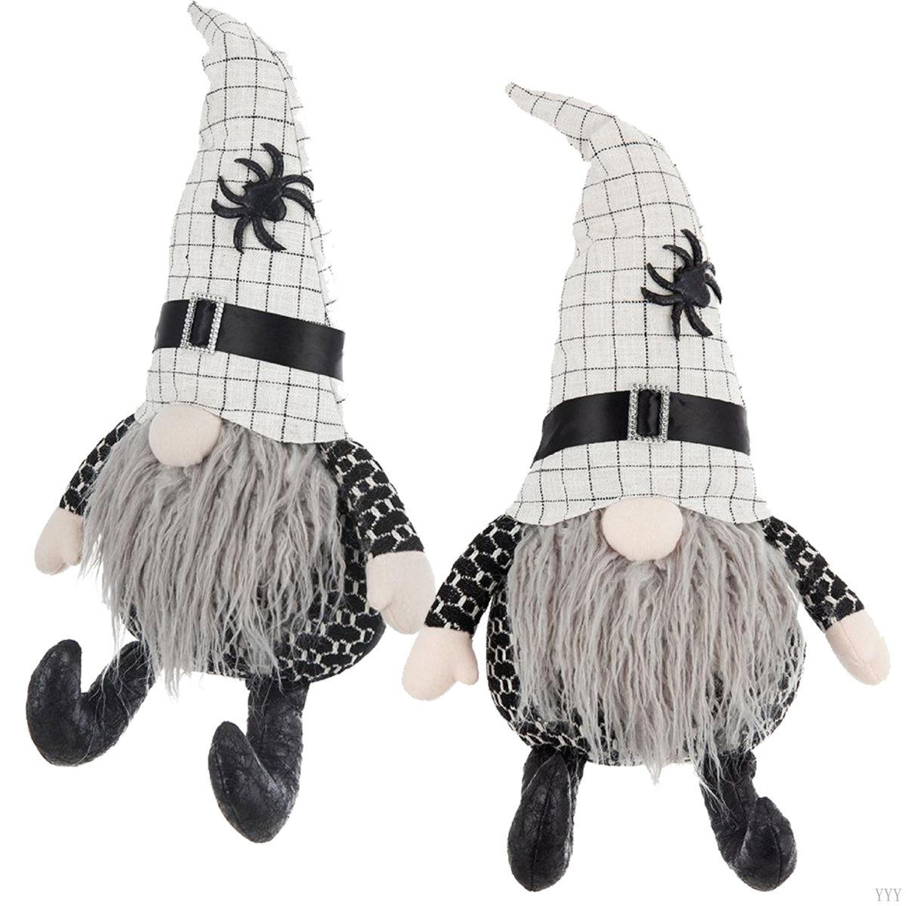 Halloween Sitting Gnome Decoration With White Hat And Spider Design 7