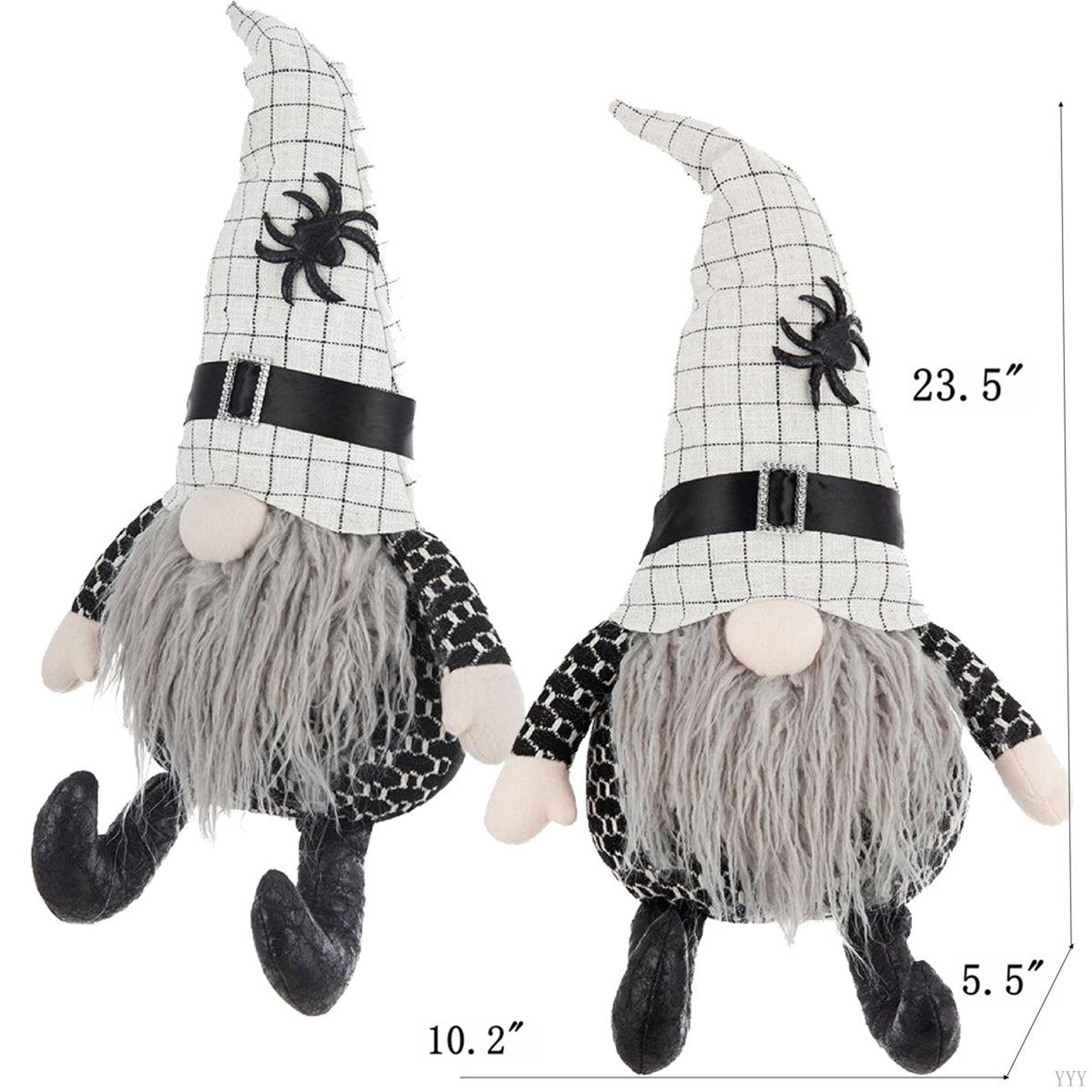 Halloween Sitting Gnome Decoration With White Hat And Spider Design 4