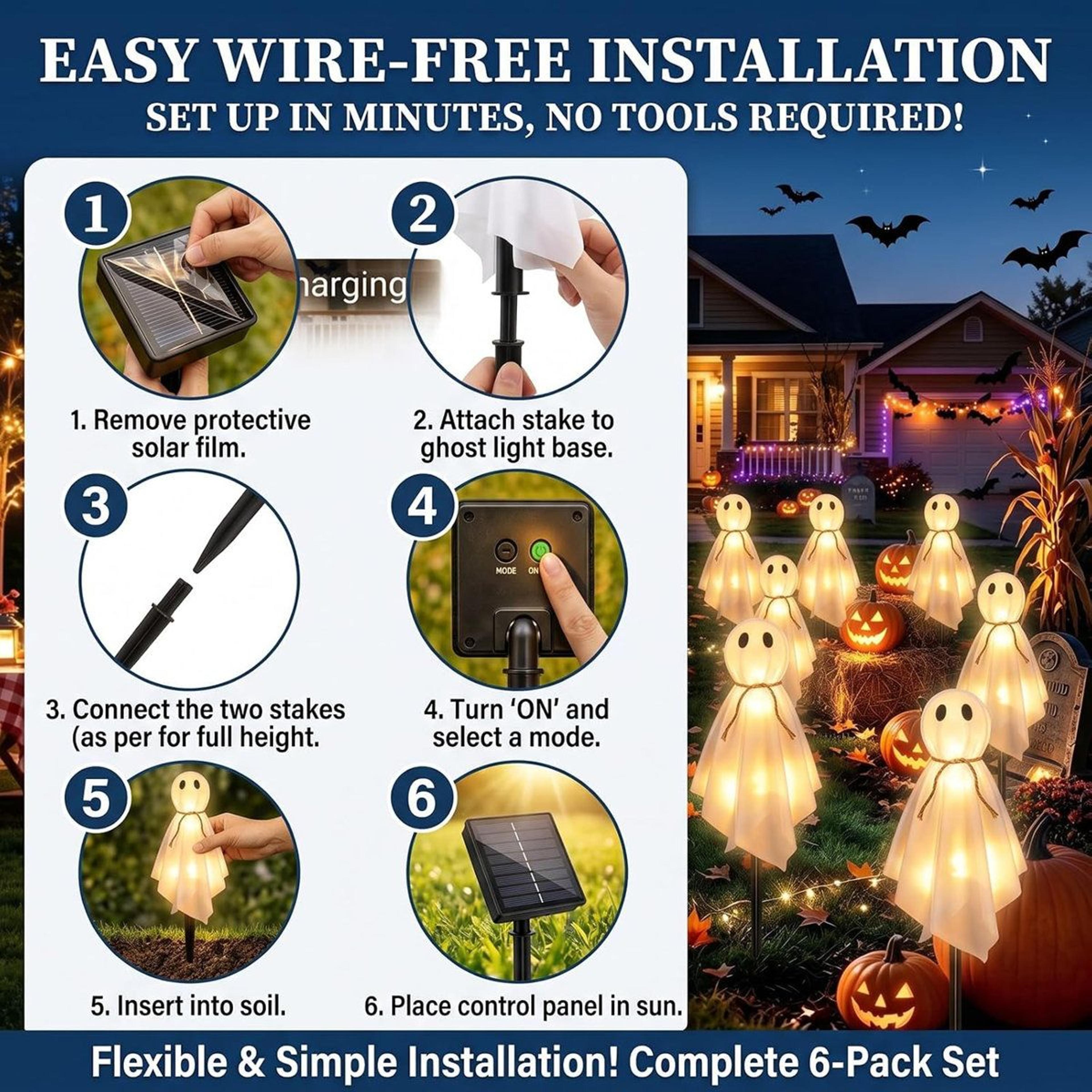 Solar Ghost String Lights And Halloween Pathway Decorations 1