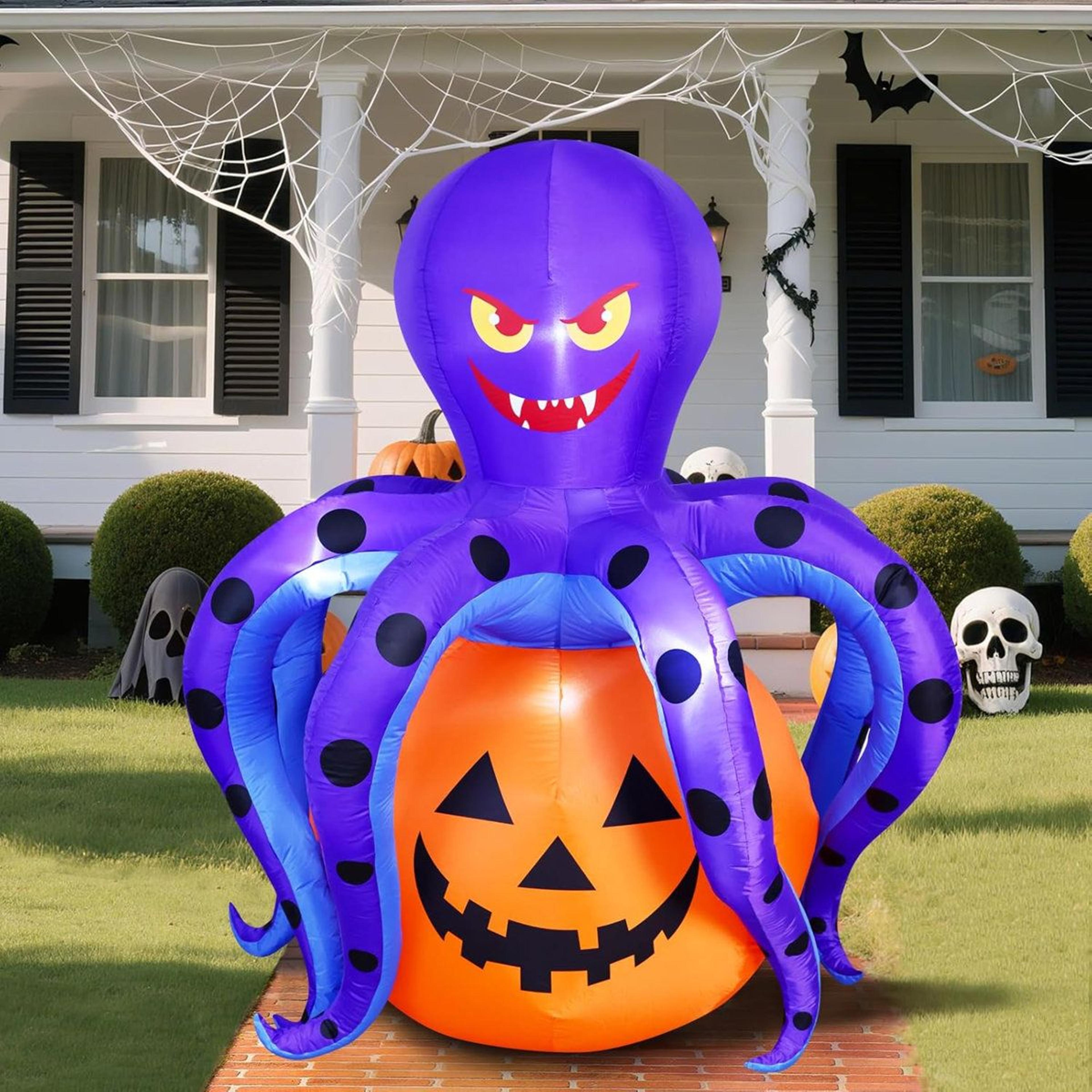 Halloween Inflatable Octopus Pumpkin With Built In LED Lights 5