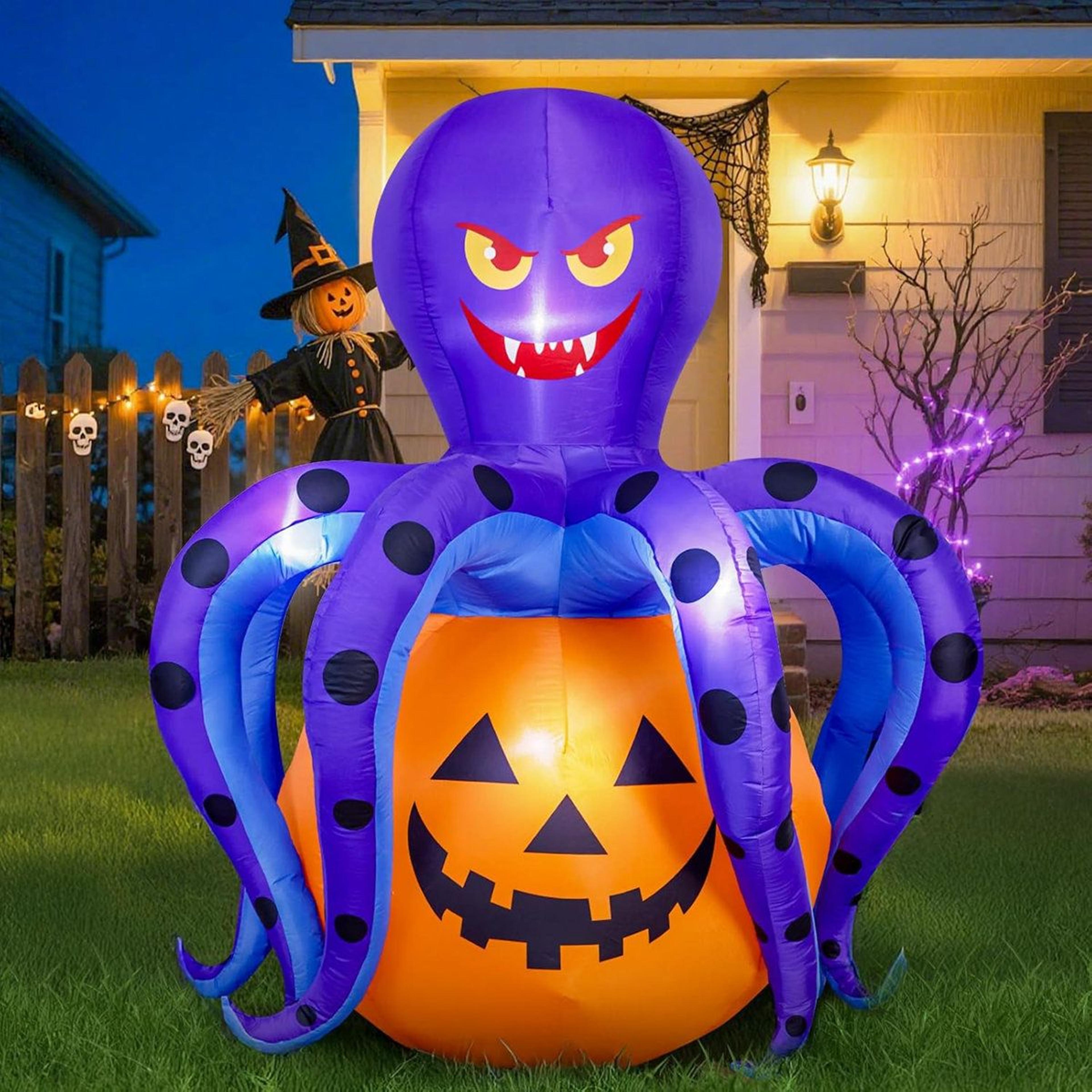 Halloween Inflatable Octopus Pumpkin With Built In LED Lights 0
