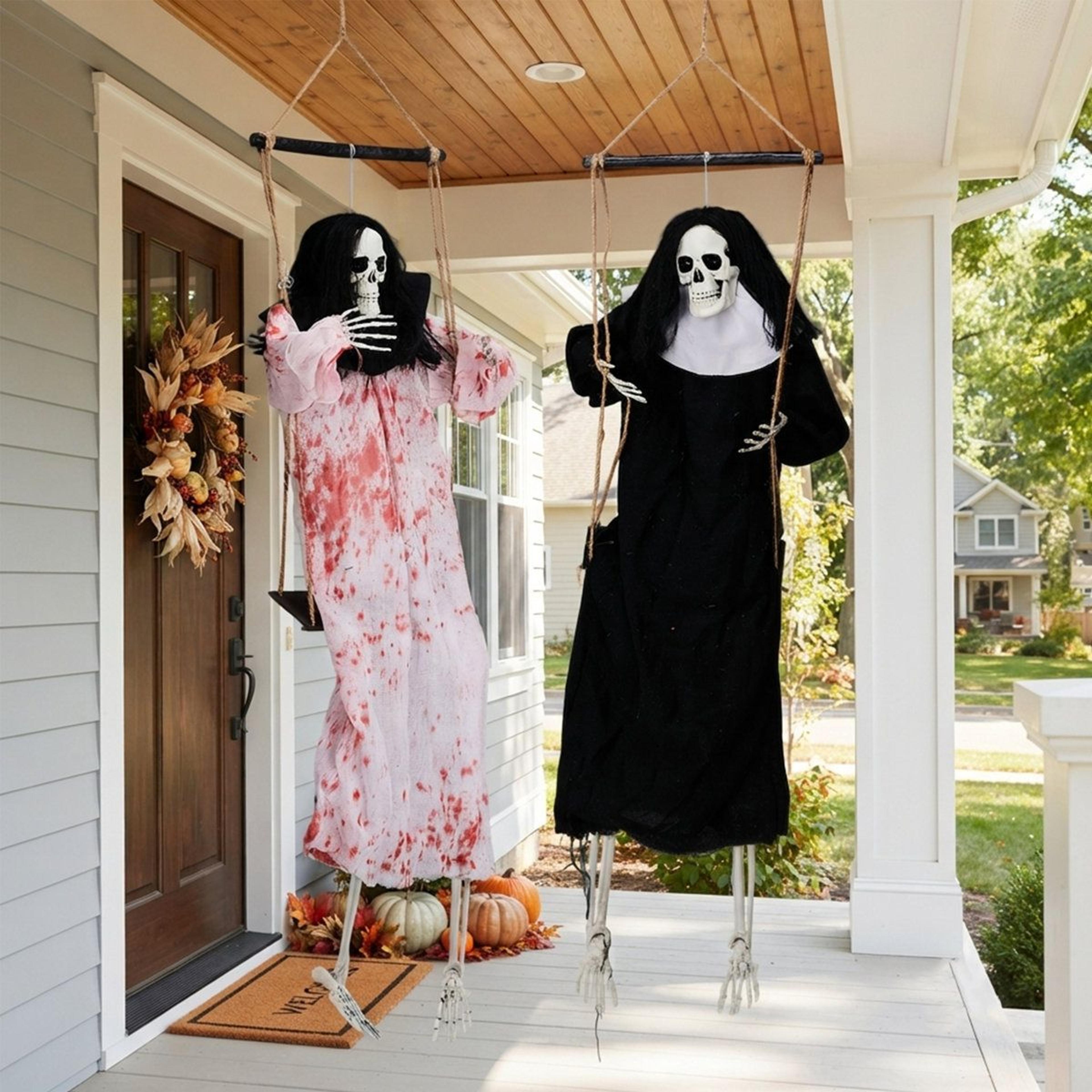 animated hanging ghost decorations with red led lights