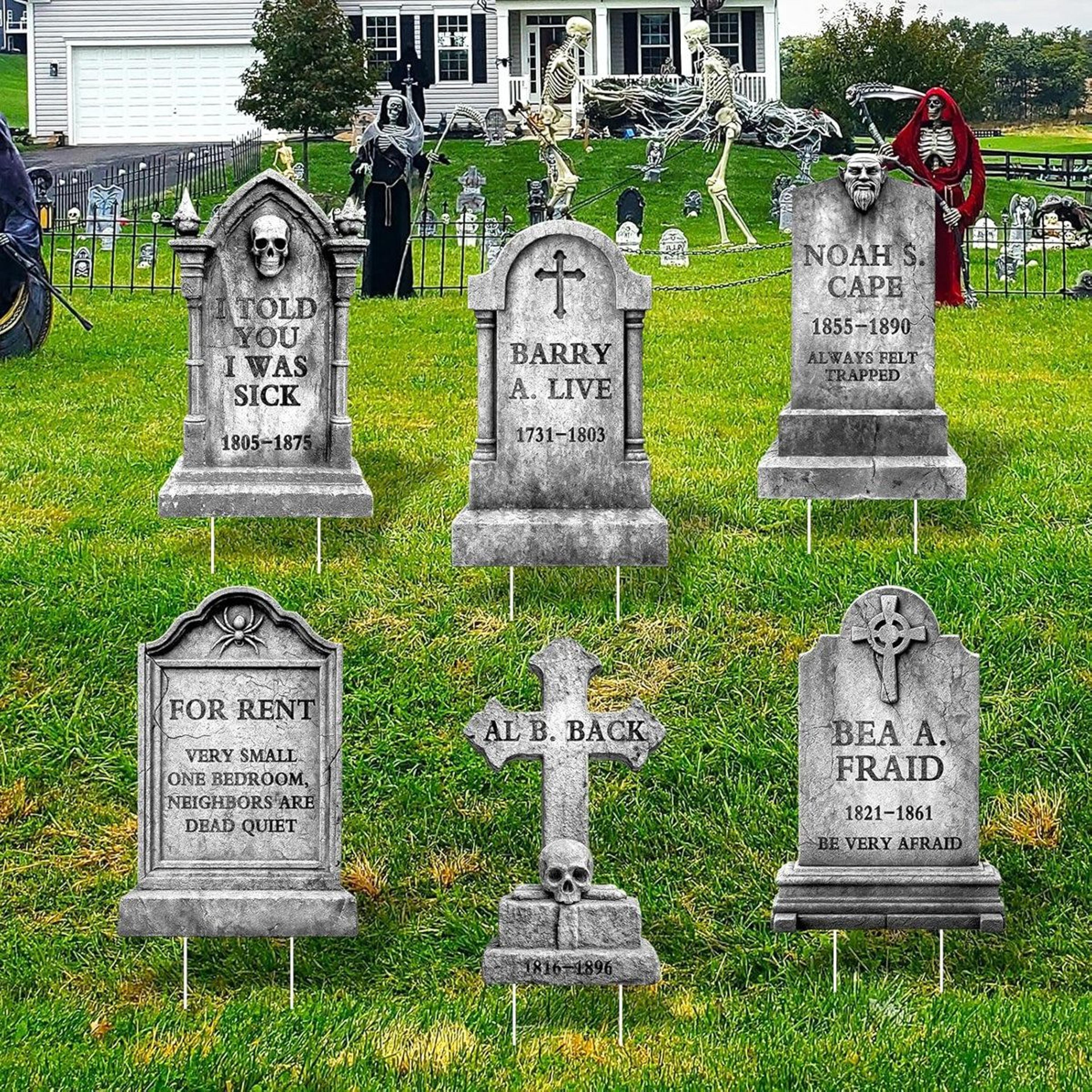 halloween tombstone yard signs with stakes for outdoor graveyard decorations