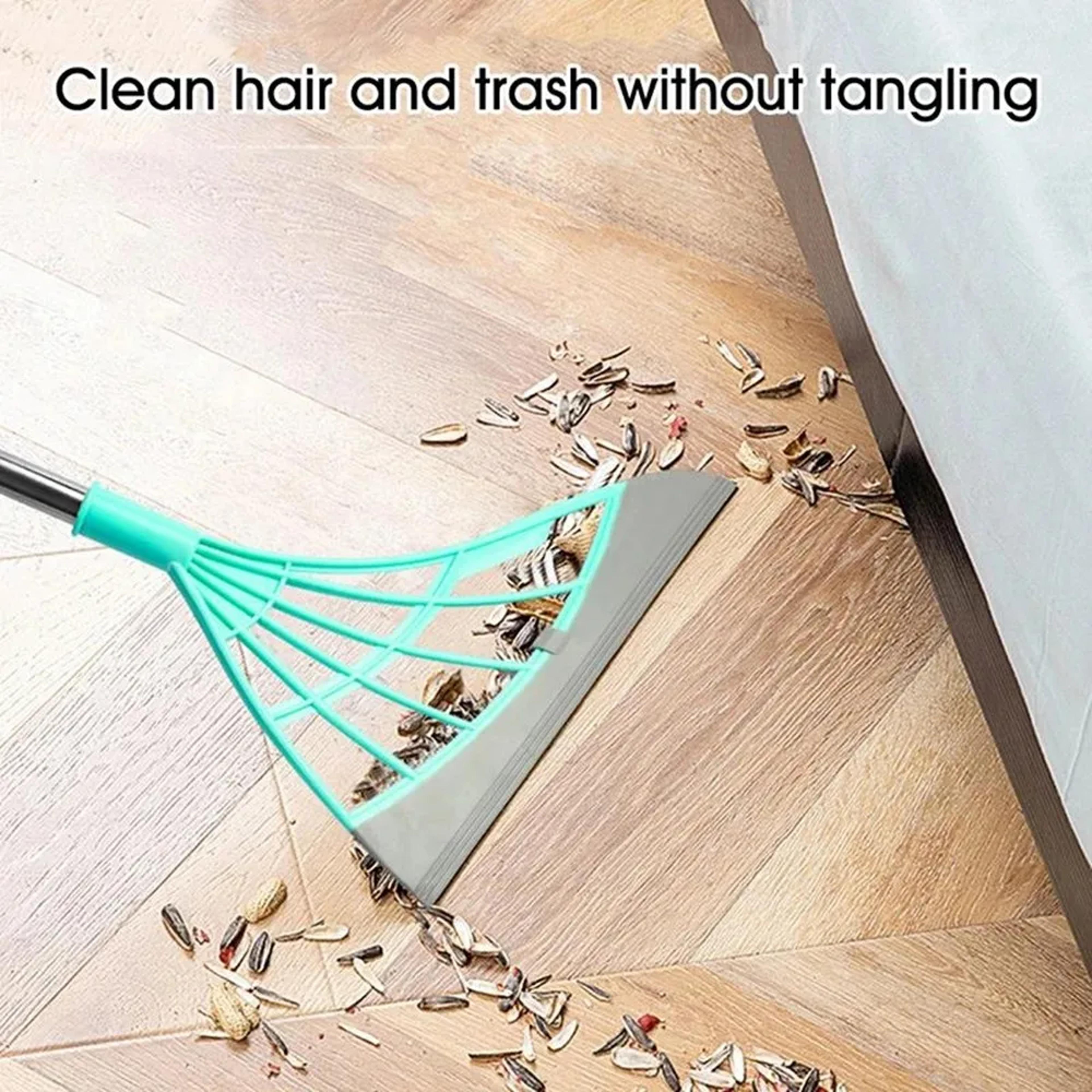 Silicone Broom Floor Squeegee With Extendable Handle For Pet Hair Windows  Wet Floor Cleaning 3