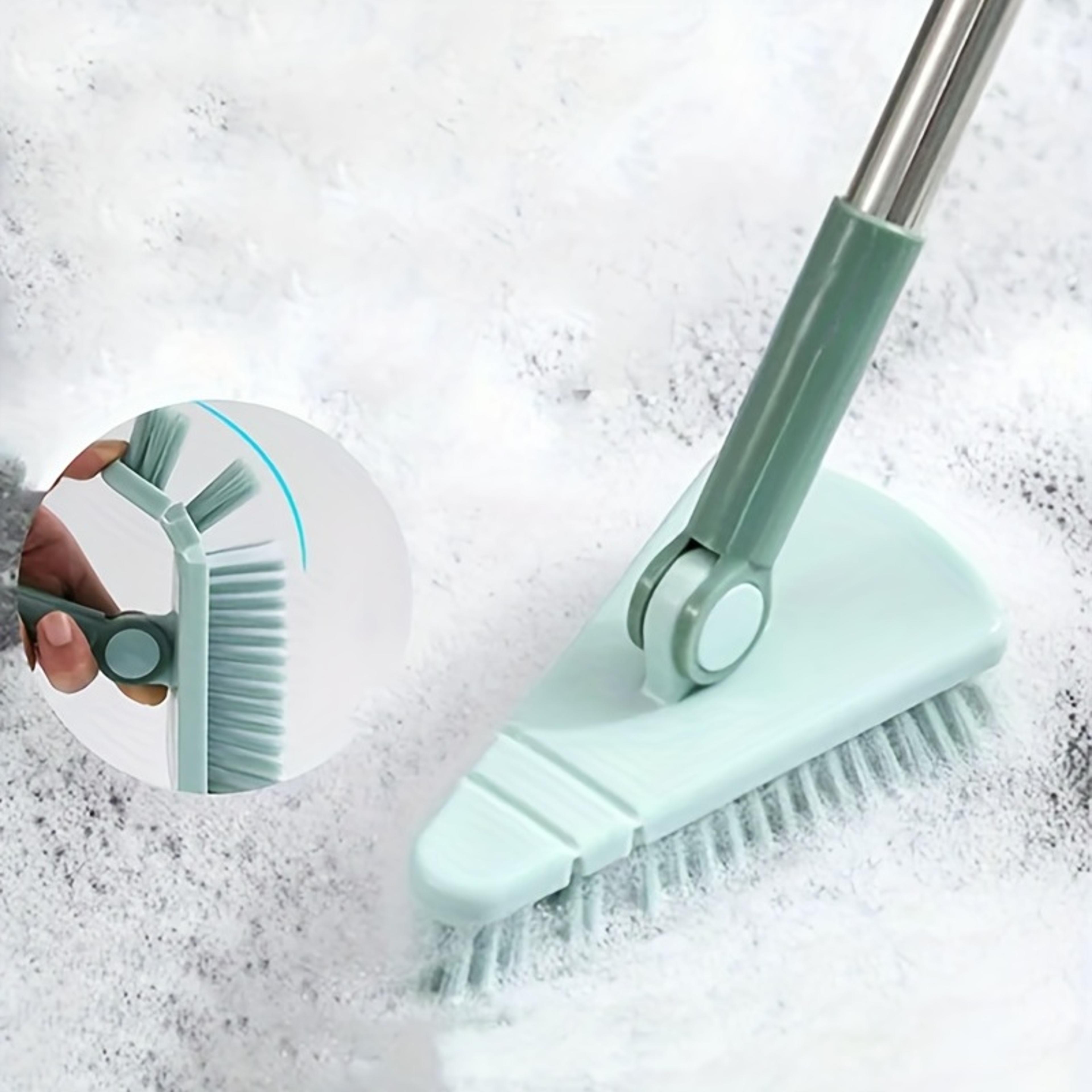 triangle floor brush with long handle for bathroom floor gaps, bathtub & kitchen deep cleaning