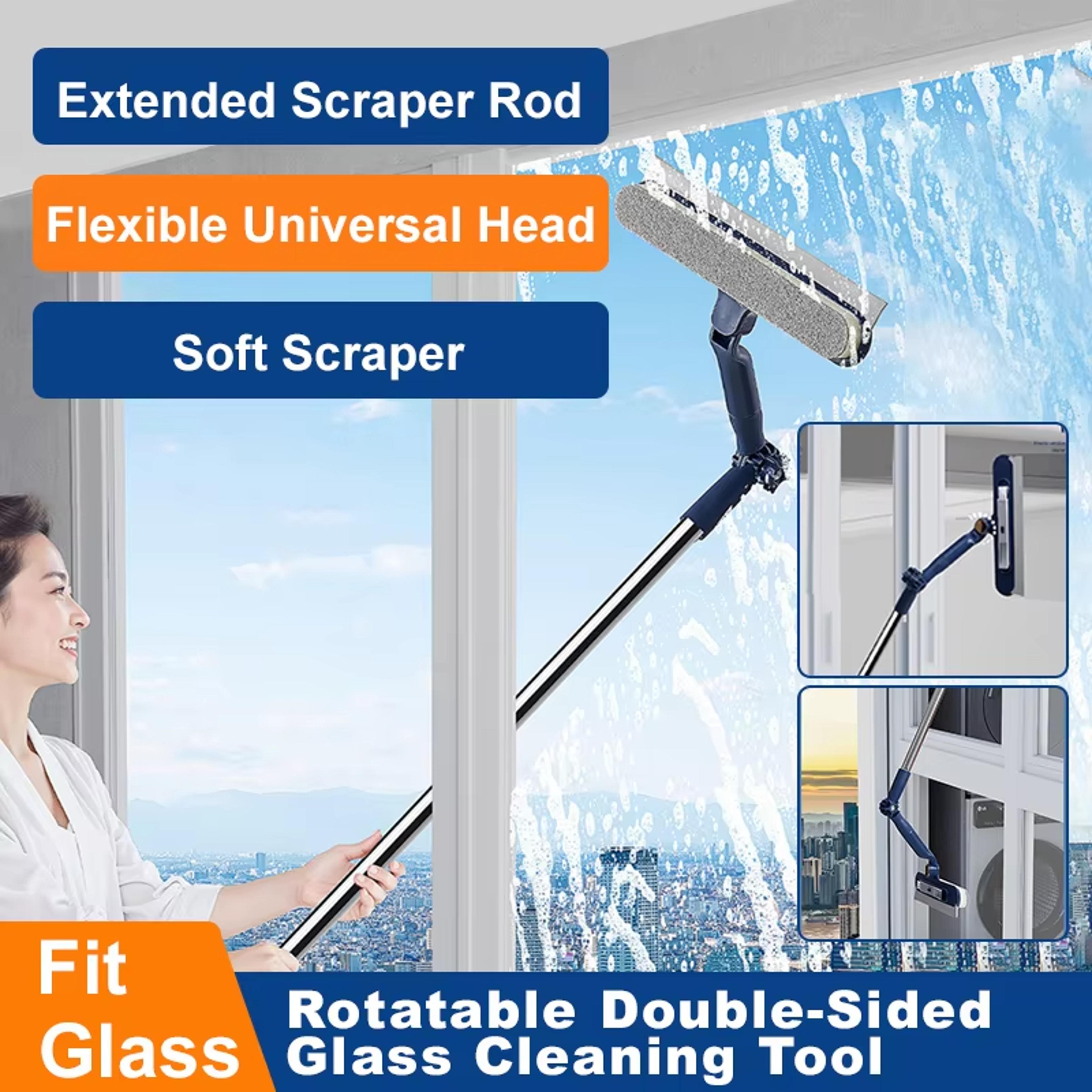 Telescopic Window Cleaning Tool With DoubleSided Glass Cleaning Brush  Squeegee 1