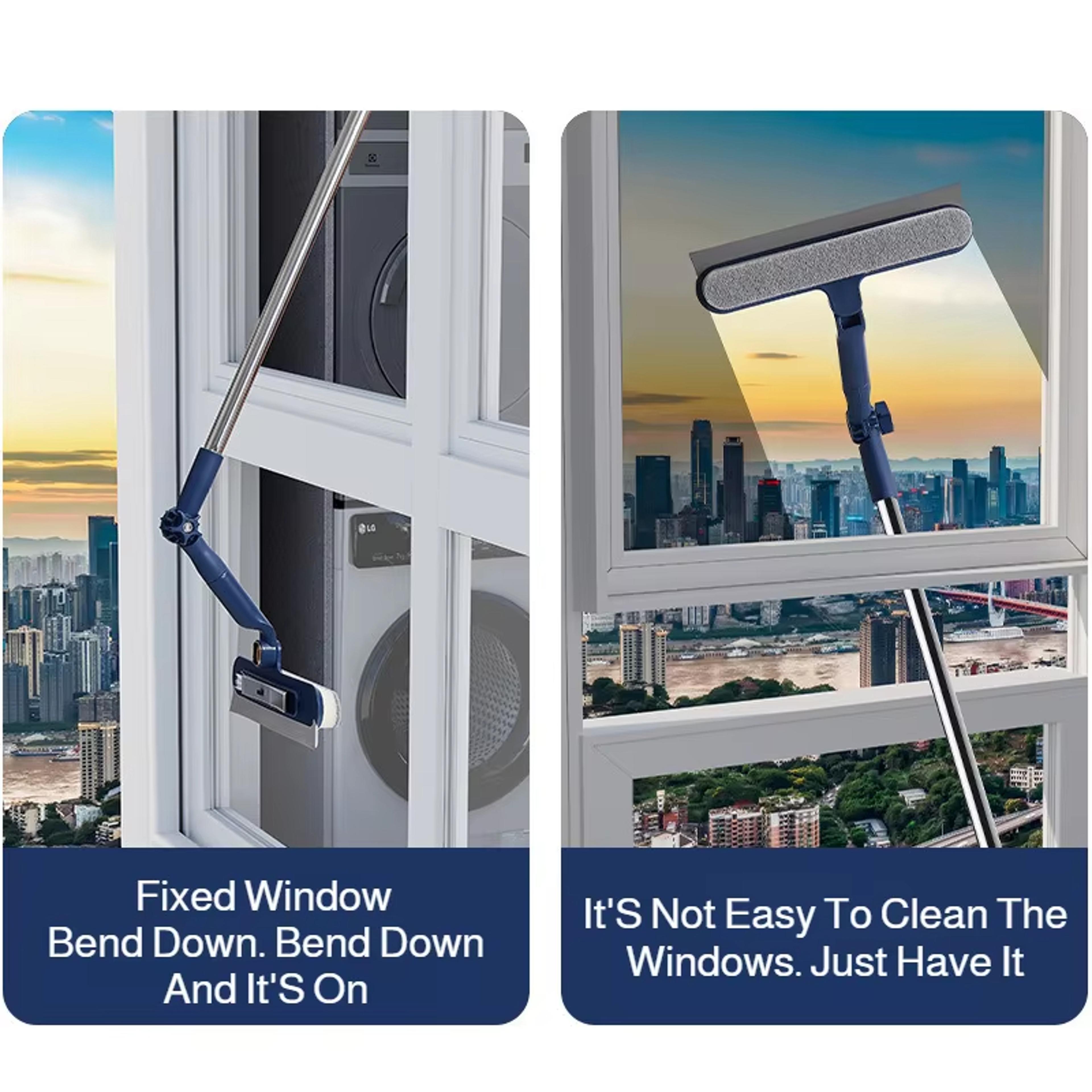 Telescopic Window Cleaning Tool With DoubleSided Glass Cleaning Brush  Squeegee 4