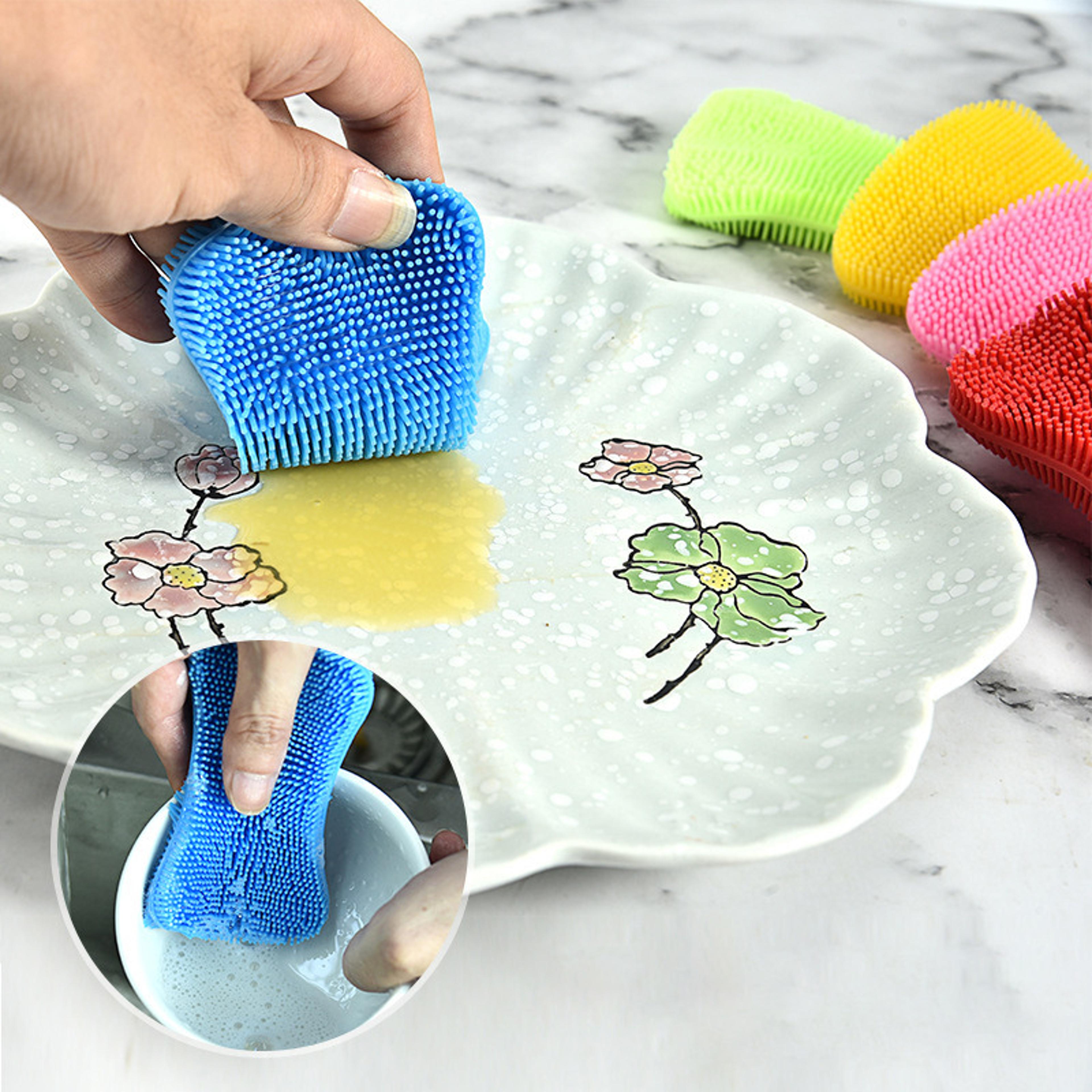 Reusable Silicone Dish Scrubber Non Scratch Kitchen Cleaning Sponge For Dishes  Cookware 2