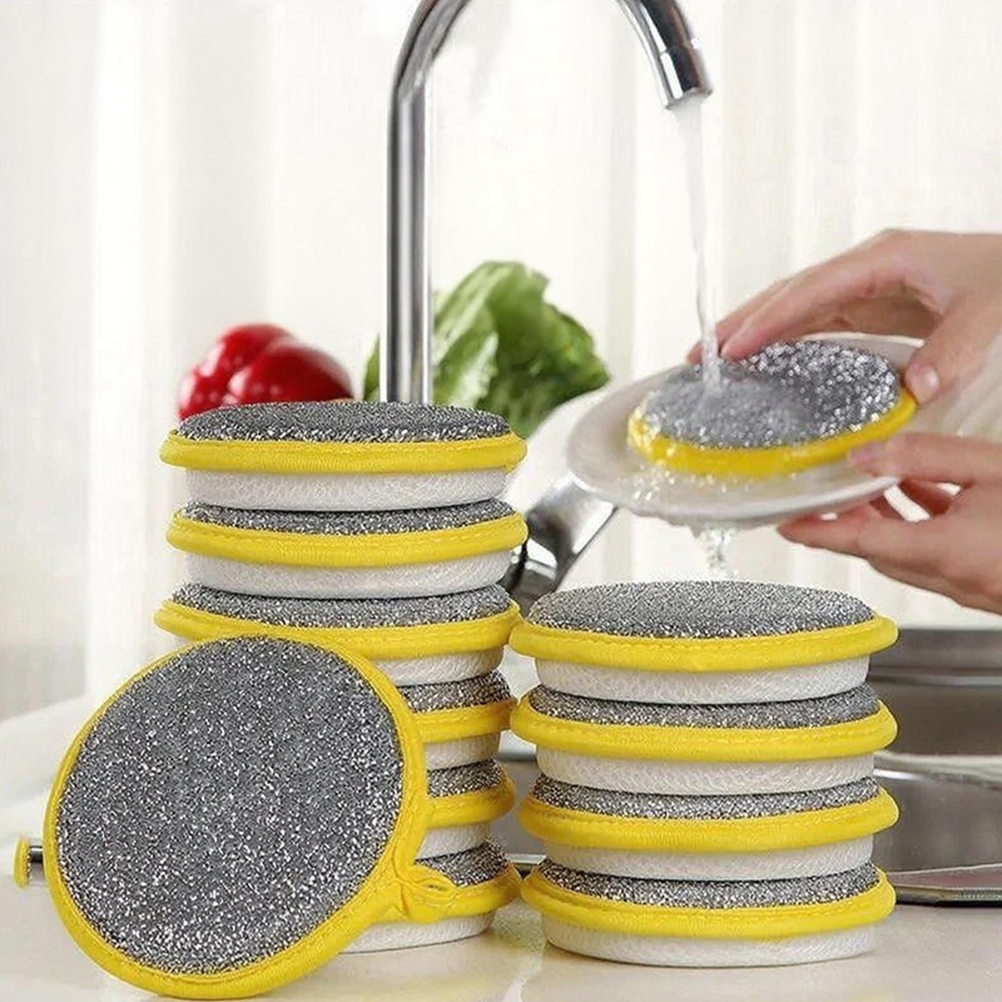 reusable dishwashing sponge double sided non scratch kitchen cleaning scrubber