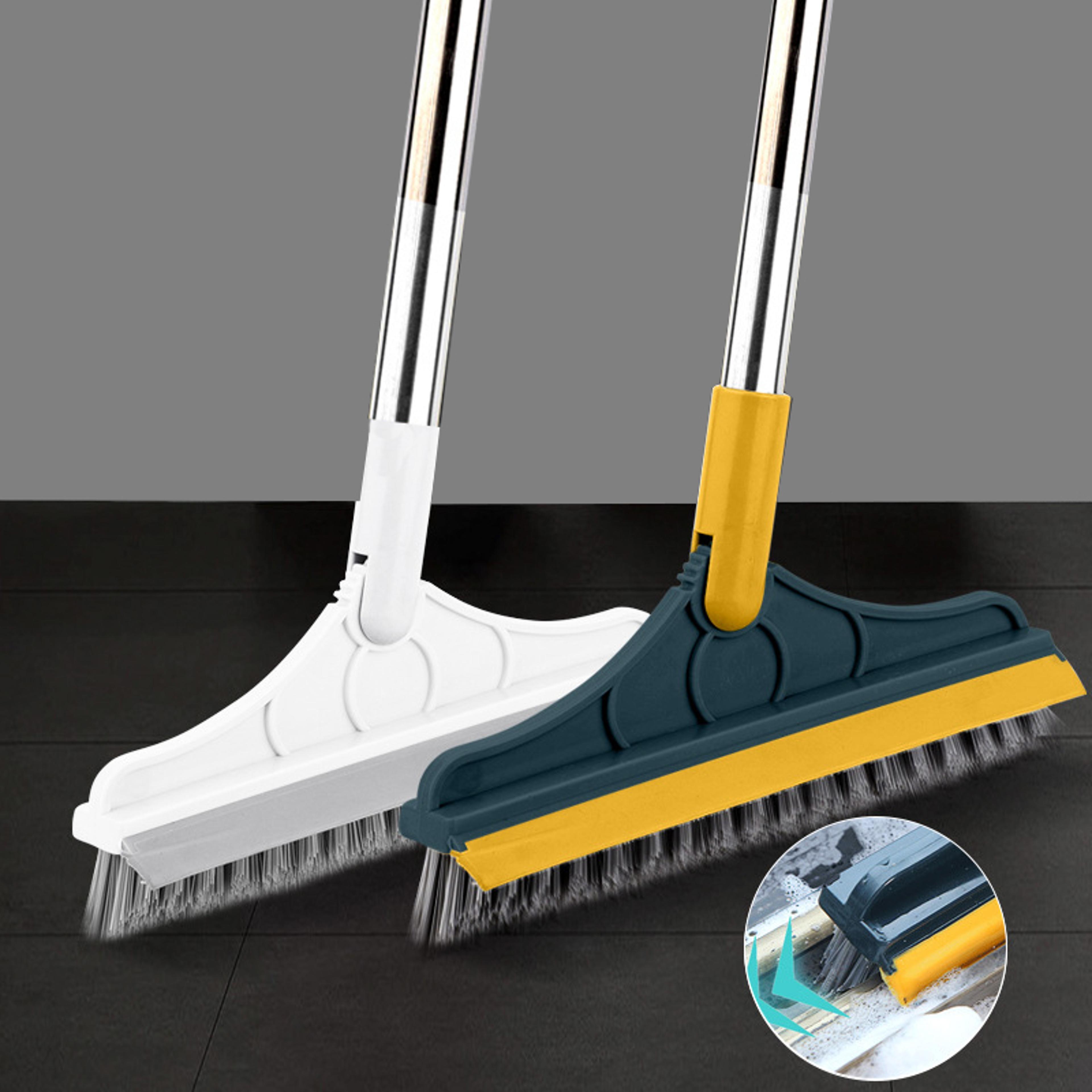floor scrub brush with long handle & window squeegee for bathroom kitchen floor cleaning