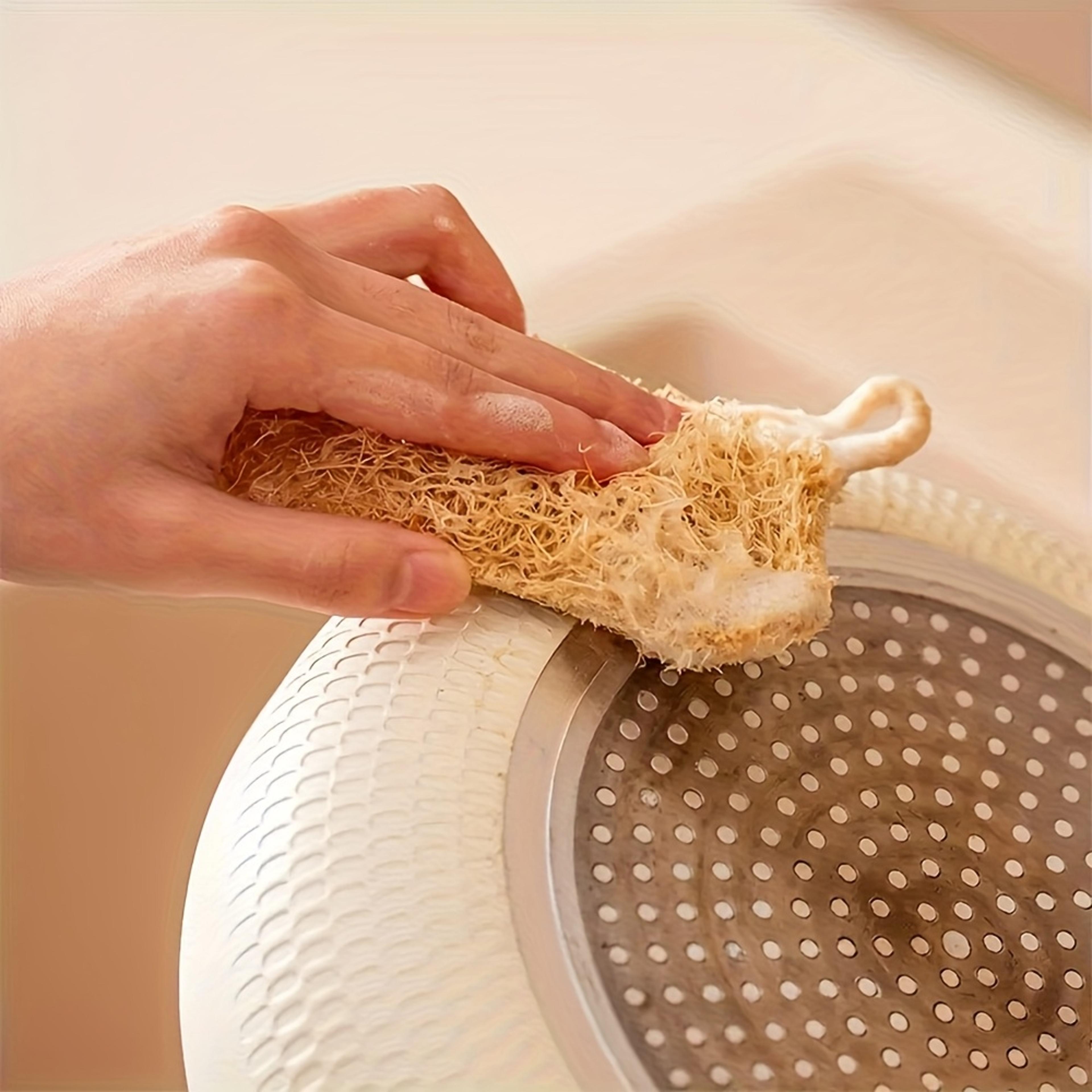 Natural Loofah Sponge Dish Scrubber Eco Friendly Kitchen Scrub Pad For Pots Pans  Dishes 2