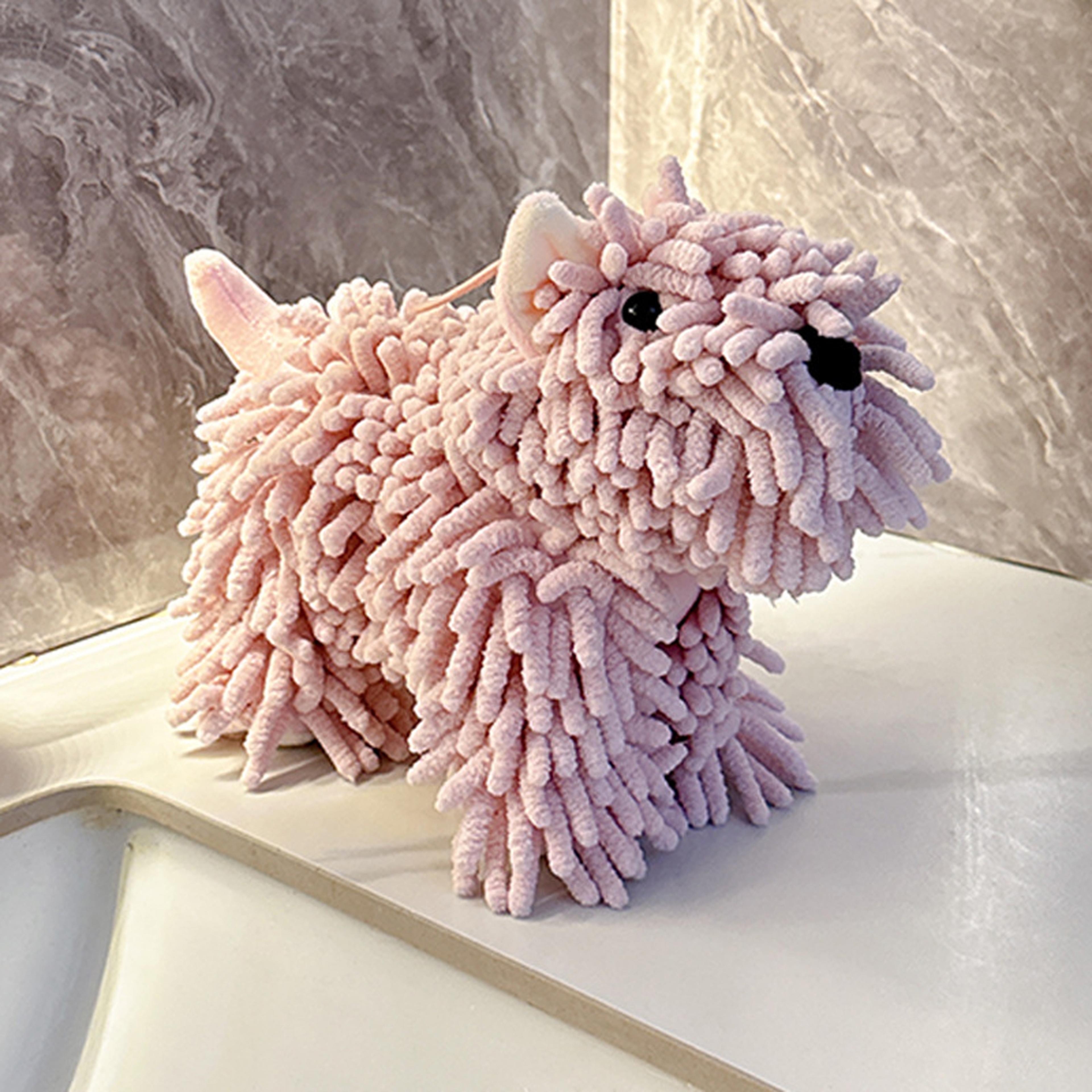 Cute Dog Chenille Hand Towel With Hanging Loop For Bathroom  Kitchen 7